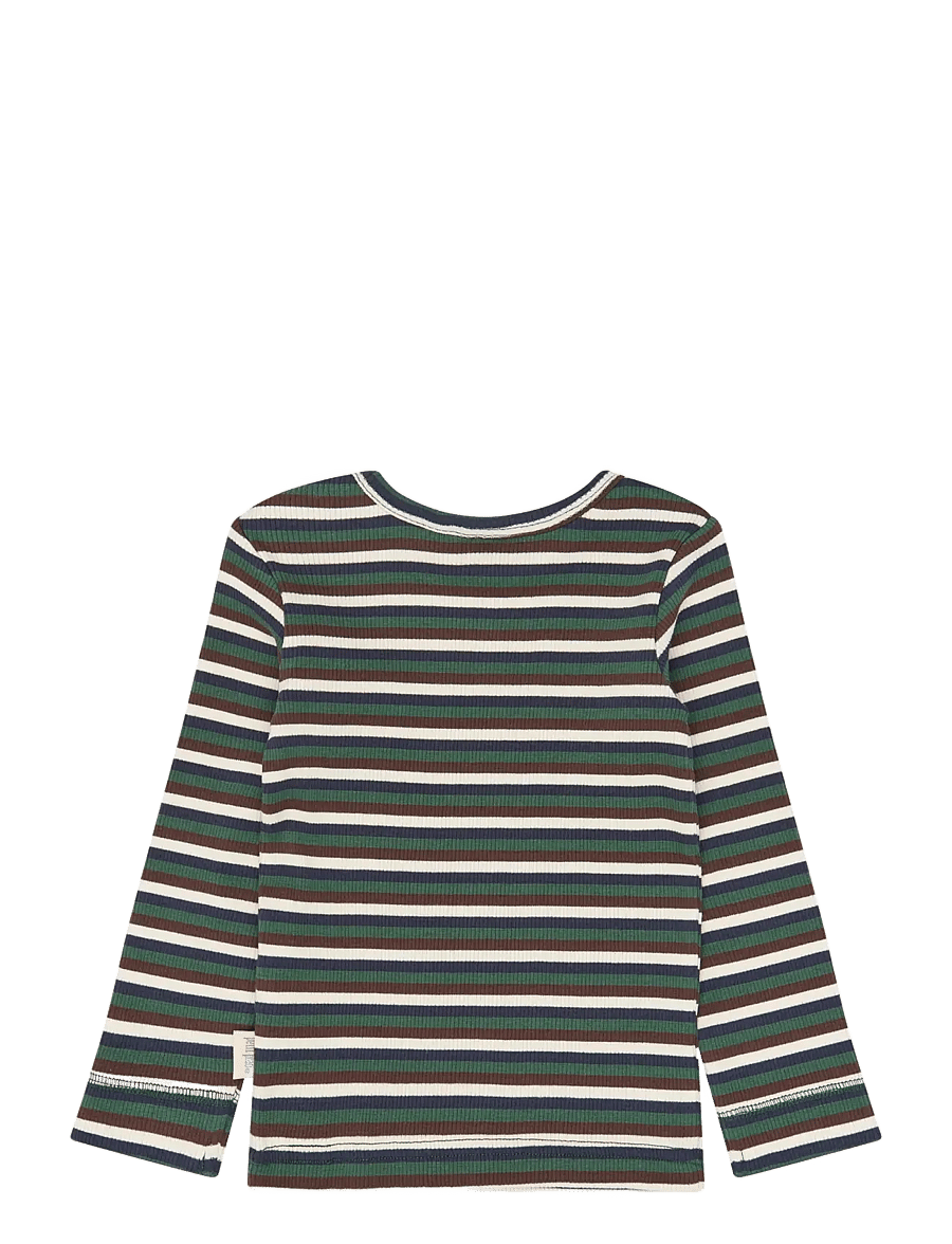 Petit Piao - PPSong L_S Tee - langärmelig - trekking green multistriped - 2