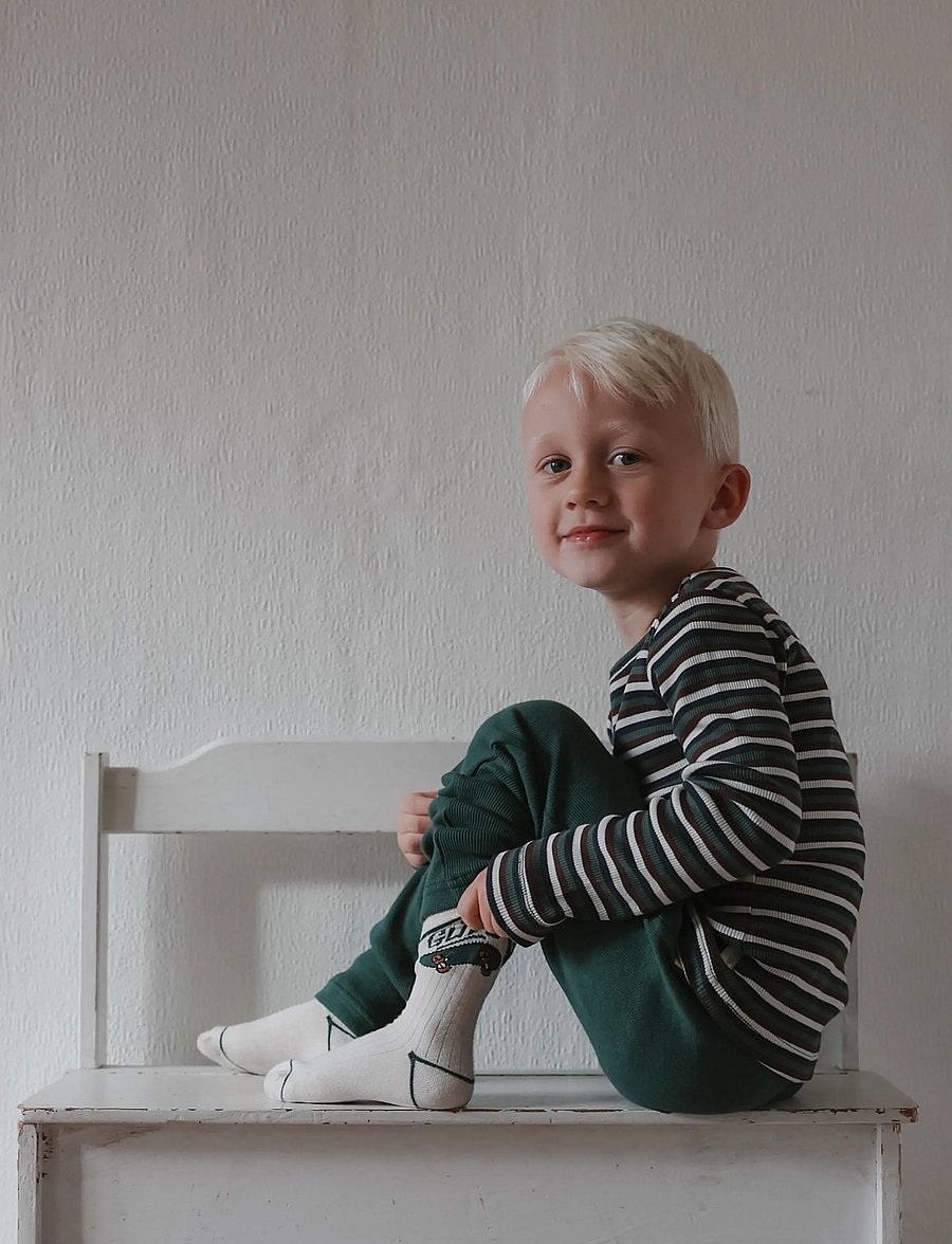 Petit Piao - PPSong L_S Tee - langärmelig - trekking green multistriped - 0