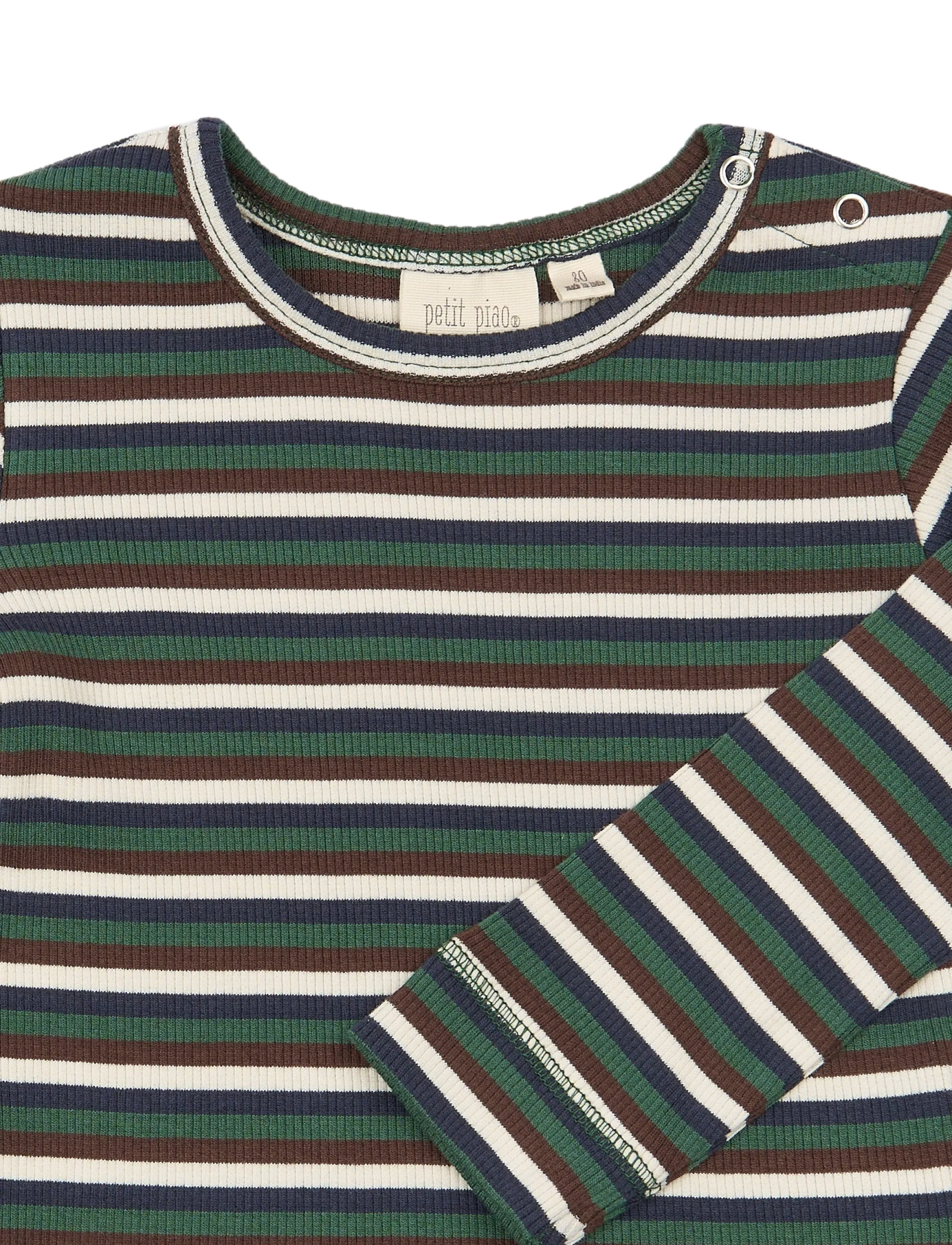 Petit Piao - PPSong L_S Tee - langärmelig - trekking green multistriped - 5