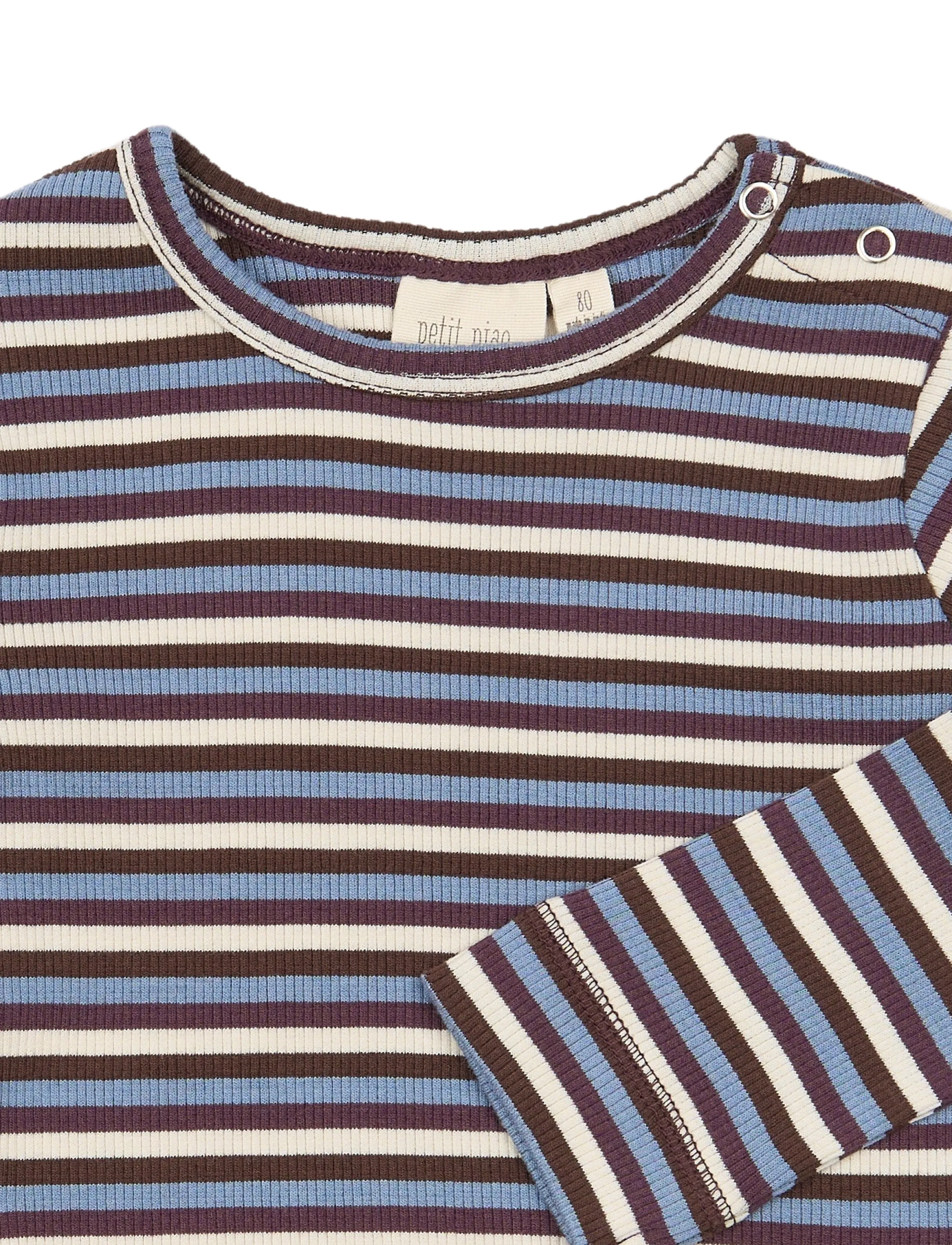 Petit Piao - PPSong L_S Tee - langärmelig - huckleberry multistriped - 2