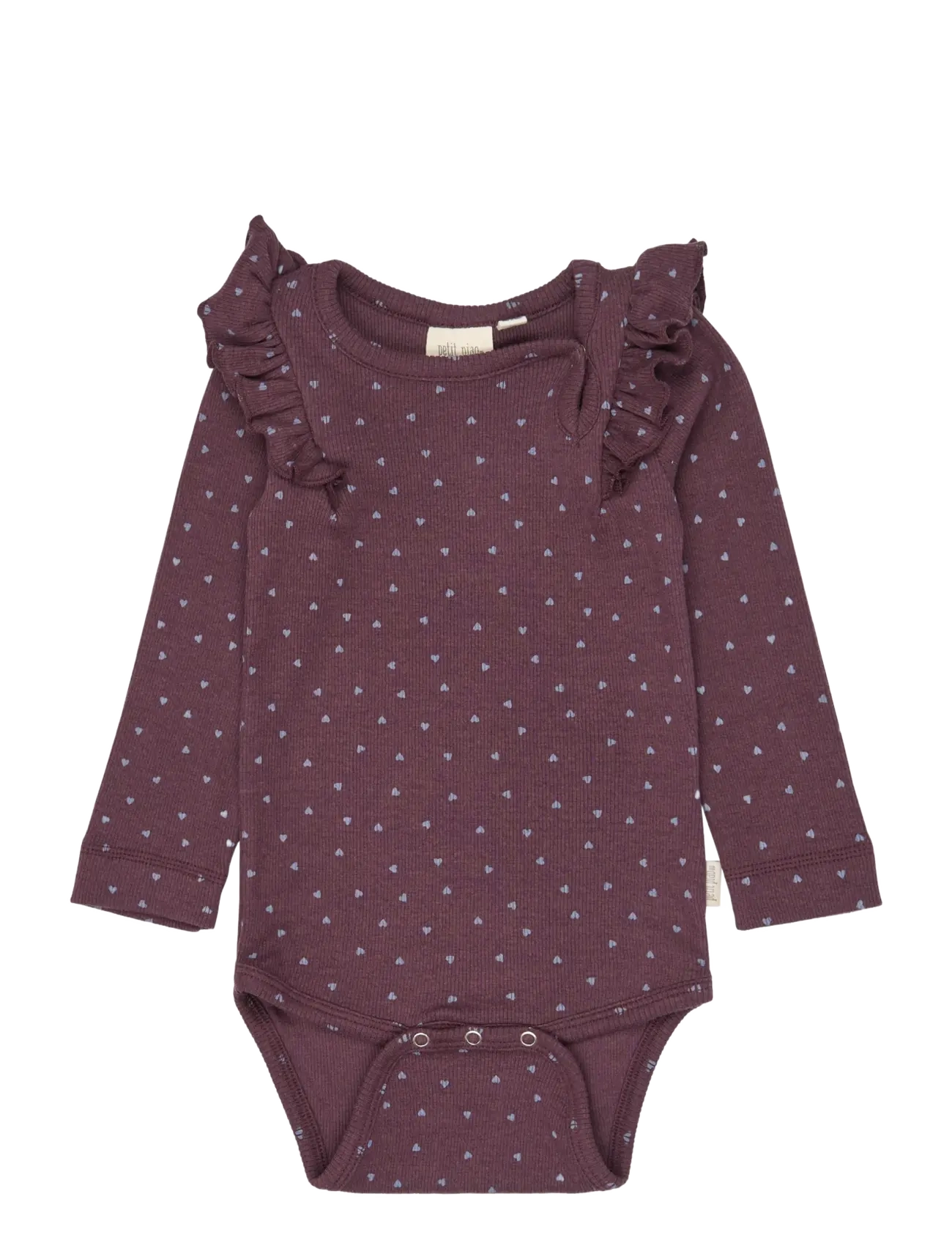 Petit Piao PPSonja L_S Body - Långärmade bodies - HUCKLEBERRY HEART AOP / burgundy