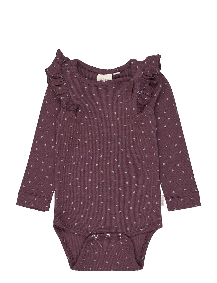 Petit Piao - PPSonja L_S Body - långärmade bodies - huckleberry heart aop - 0