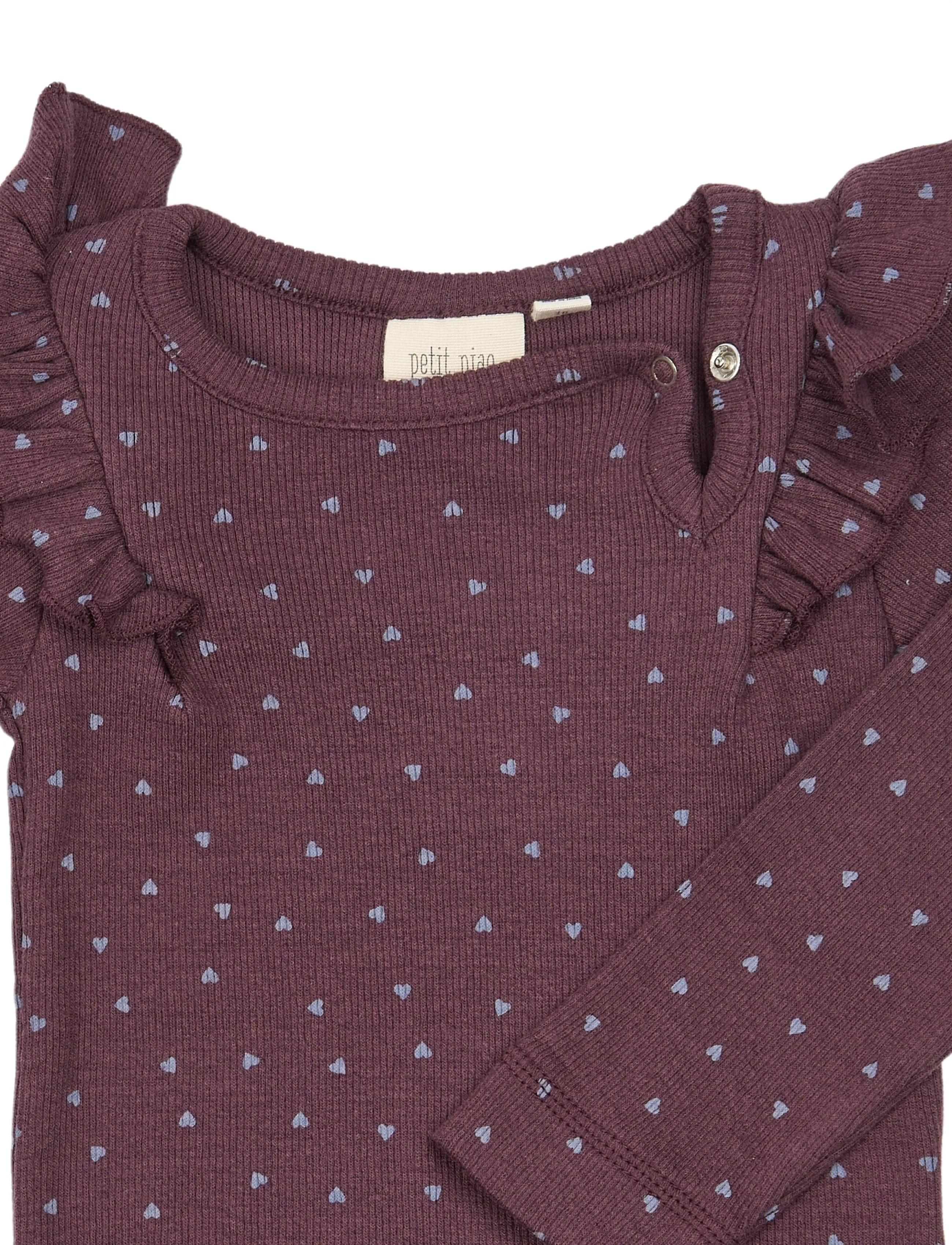 Petit Piao - PPSonja L_S Body - långärmade bodies - huckleberry heart aop - 2