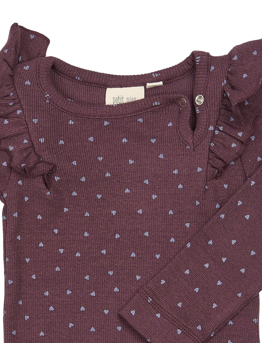 Petit Piao - PPSonja L_S Body - långärmade bodies - huckleberry heart aop - 2