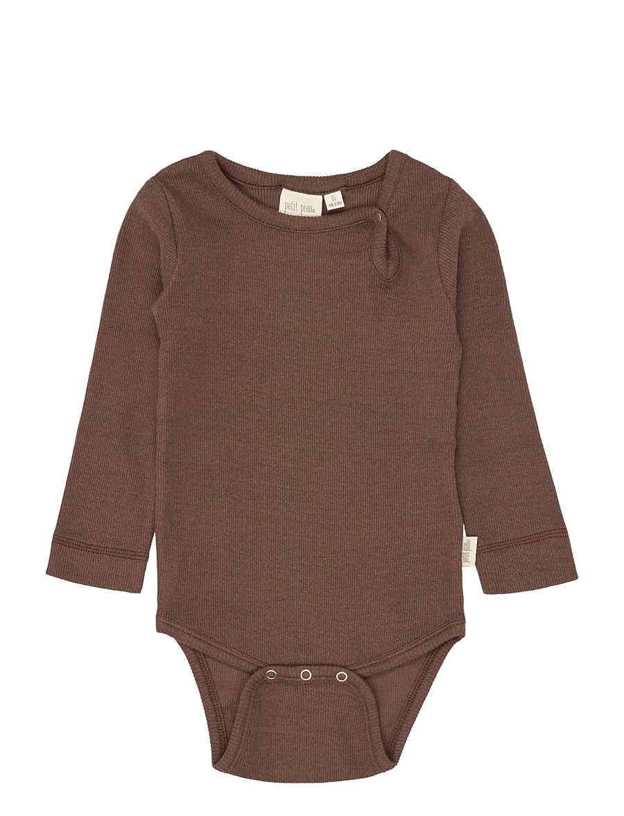 Petit Piao - PPStone L_S Body - langärmelige bodys - chestnut - 0