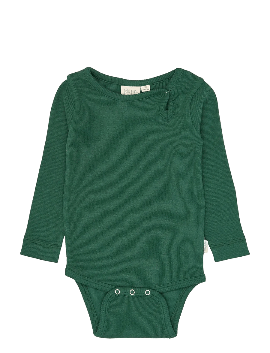 Petit Piao - PPStone L_S Body - långärmade bodies - trekking green - 0