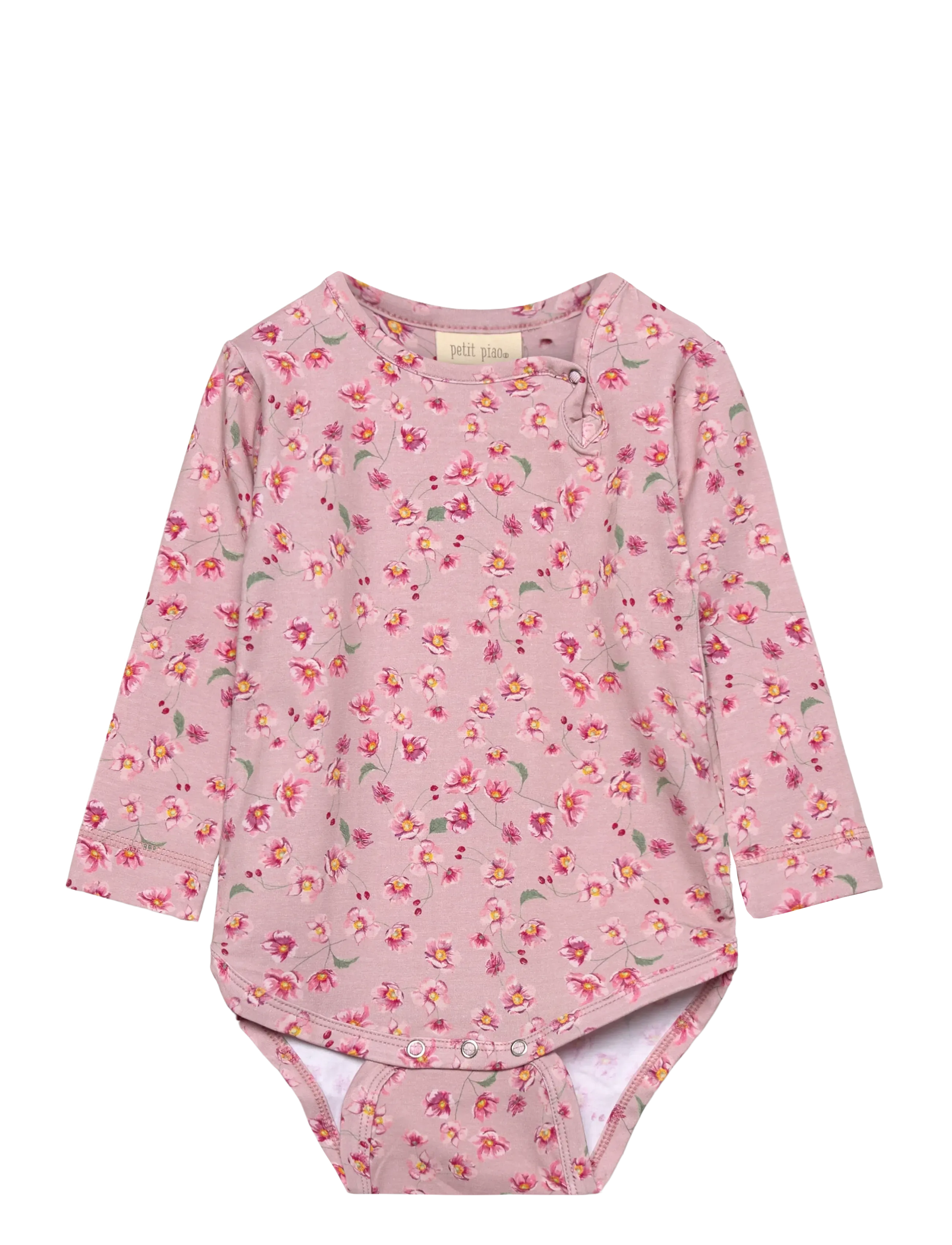 Petit Piao Body L/S Printed, 56, Bodys, Rosa - Long-sleeved, Kinder