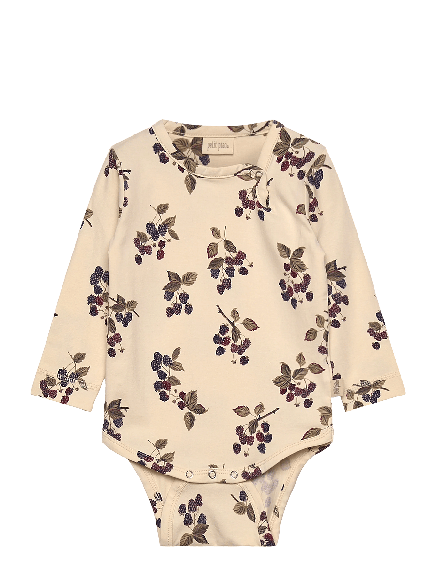 Petit Piao - Body L/S Printed - langärmelige bodys - black berry - 0