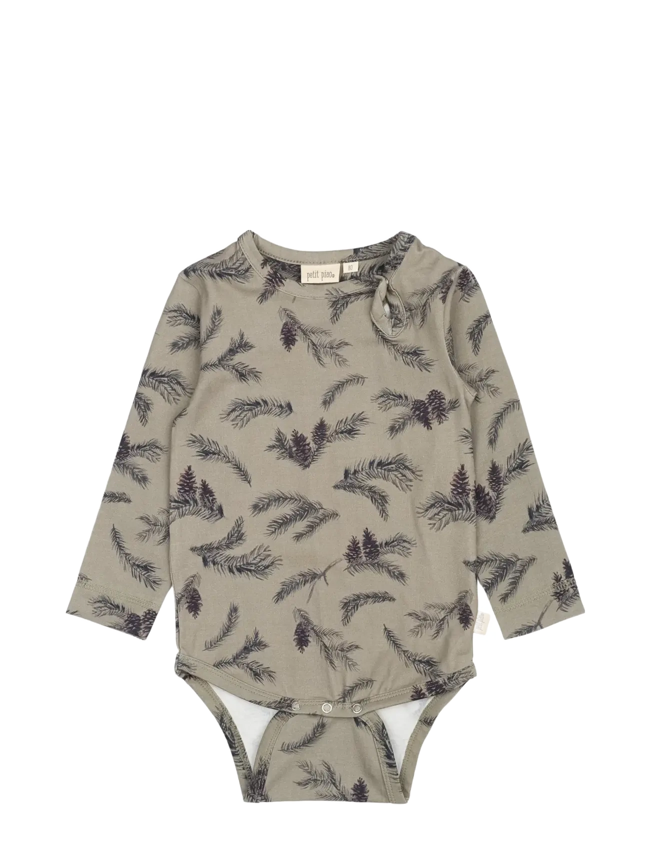 Petit Piao Body L/S Printed, 62, Bodys, Khakigrün - Long-sleeved, Kinder