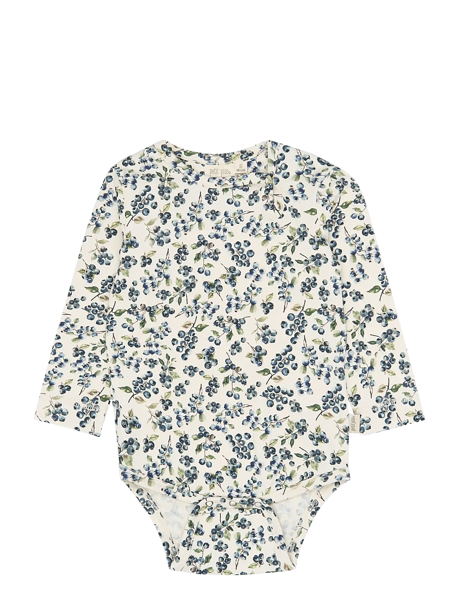 Petit Piao - PPStar L_S Body - långärmade bodies - eggnog blueberry aop - 0