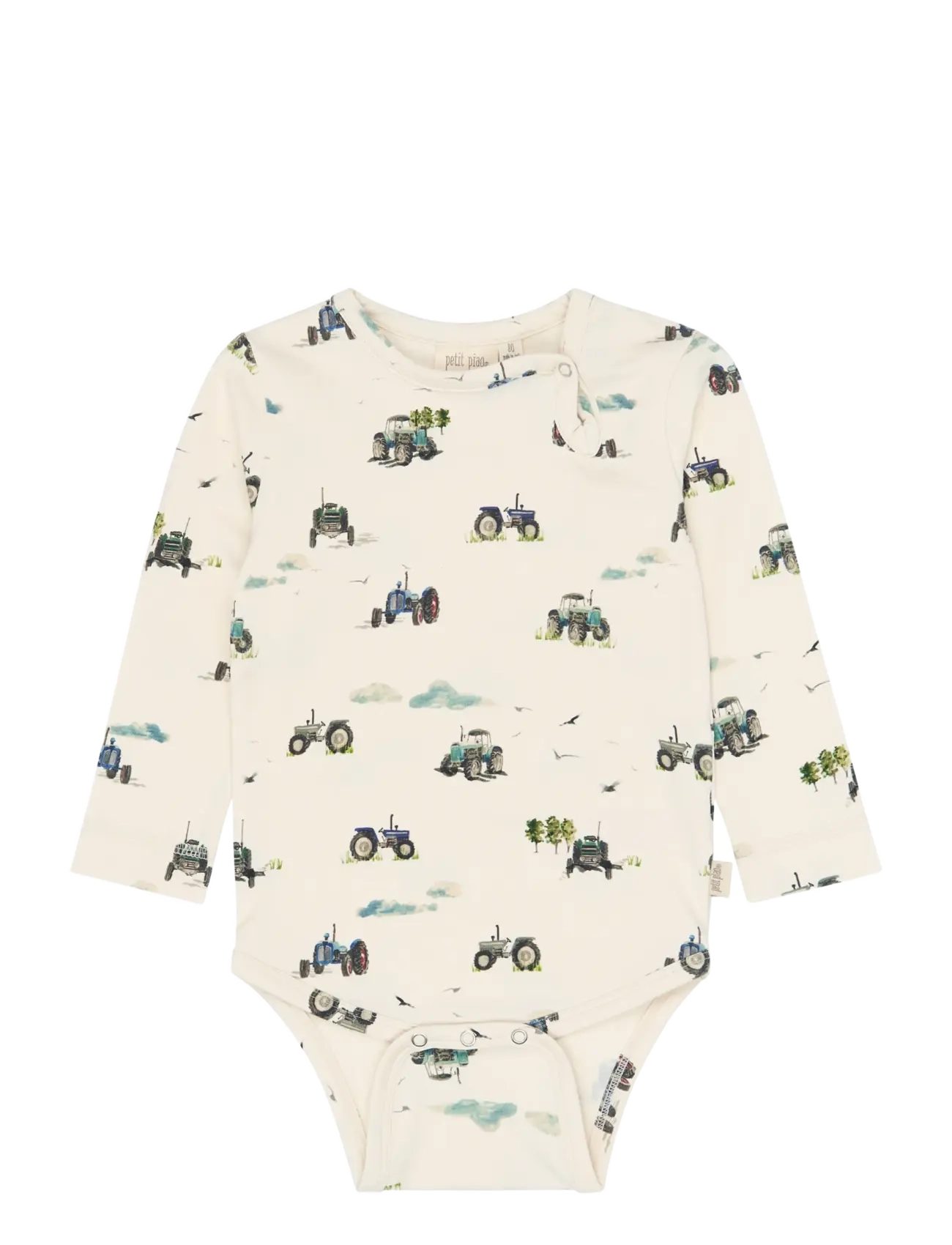 Petit Piao PPStar L_S Body - Långärmade bodies - EGGNOG TRACTOR AOP / cream
