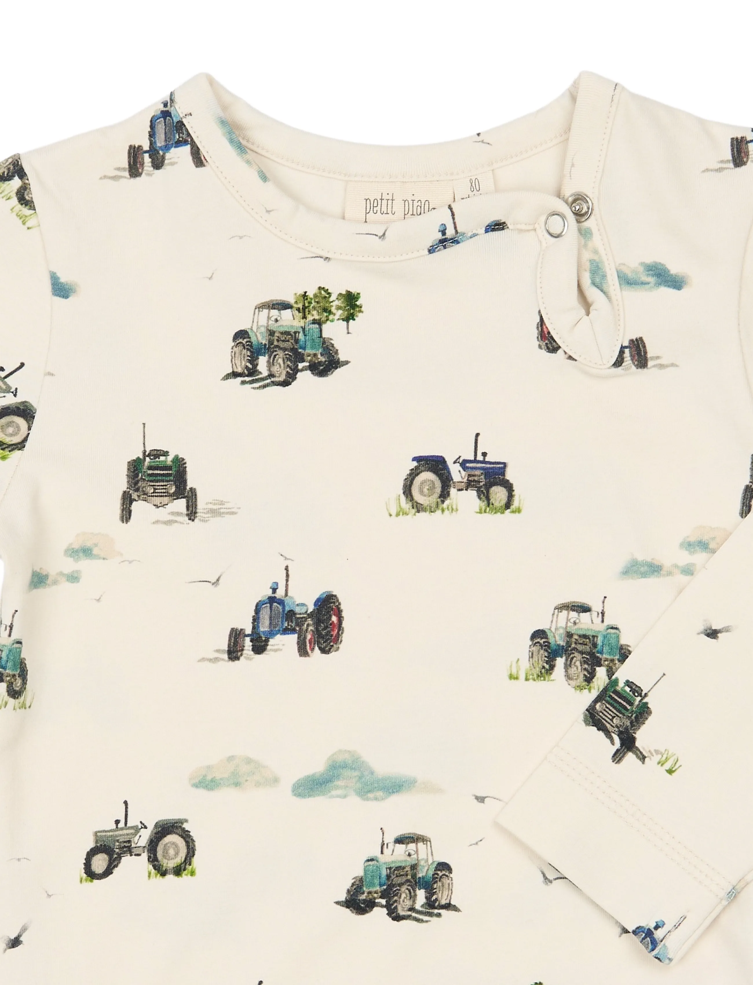 Petit Piao - PPStar L_S Body - långärmade bodies - eggnog tractor aop - 2