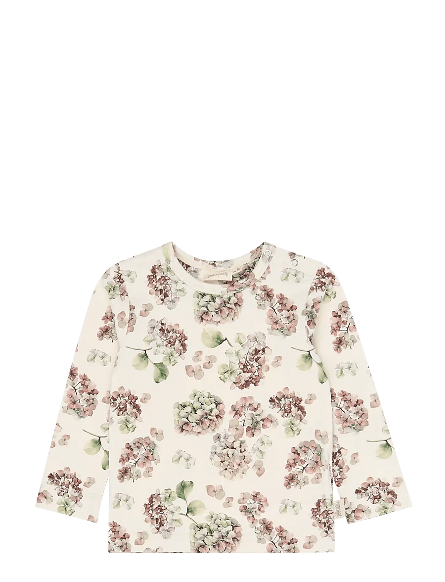 Petit Piao - PPStar L_S Tee - langärmelig - eggnog hydranger aop - 1