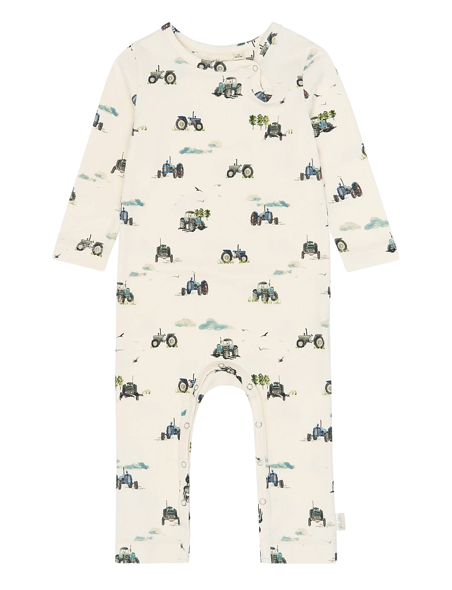 Petit Piao - PPStar L_S Jumpsuit - kombinesoonid - eggnog tractor aop - 0