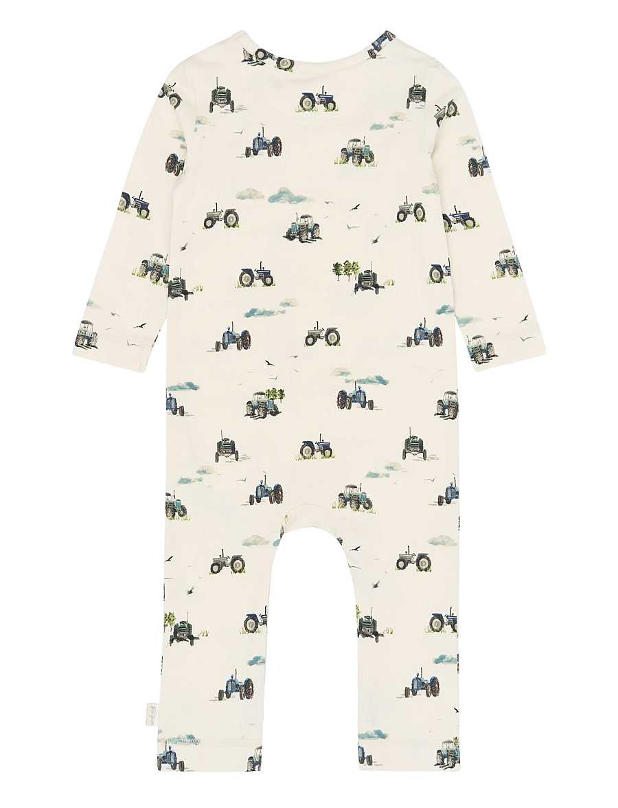 Petit Piao - PPStar L_S Jumpsuit - kombinesoonid - eggnog tractor aop - 1