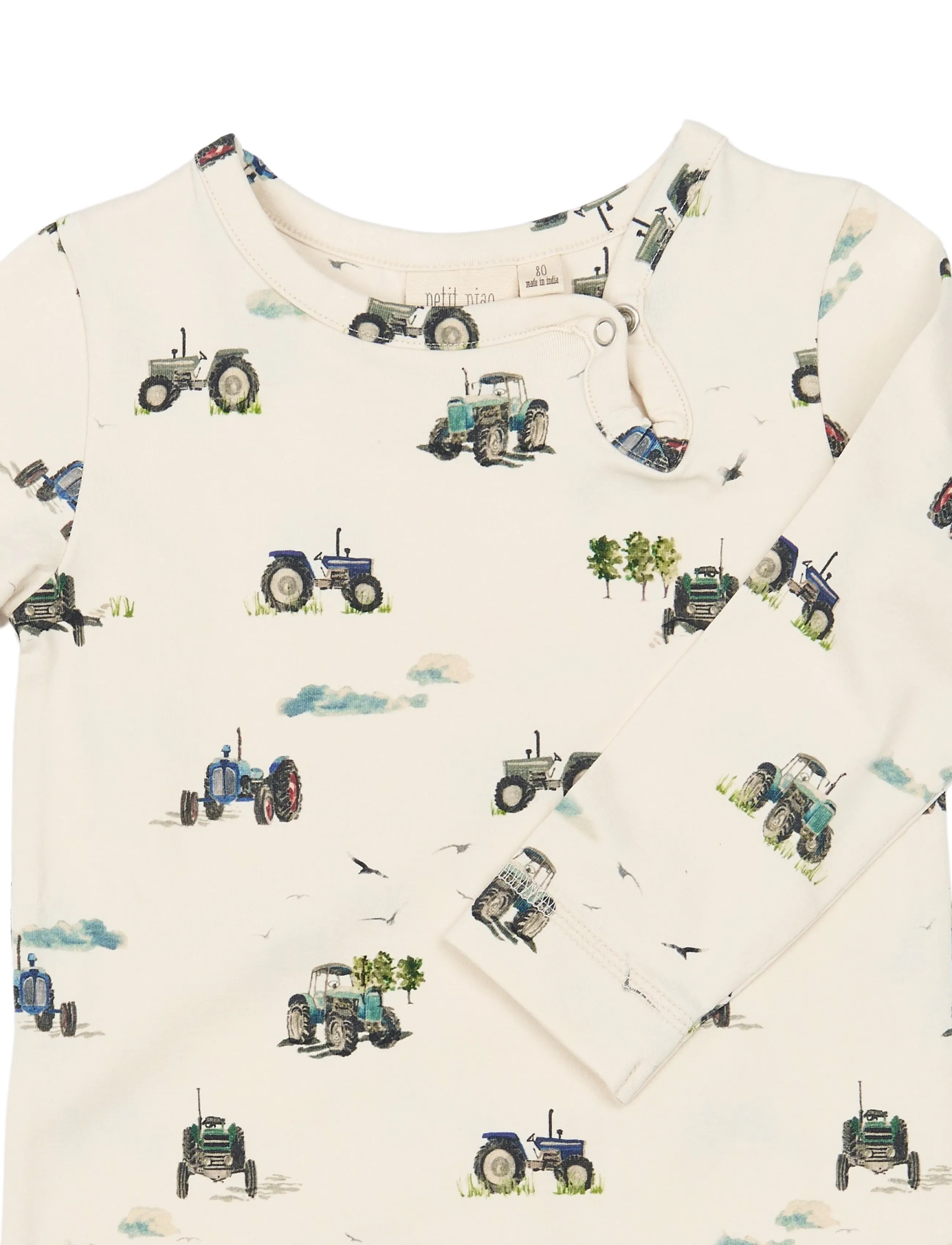 Petit Piao - PPStar L_S Jumpsuit - kombinesoonid - eggnog tractor aop - 2
