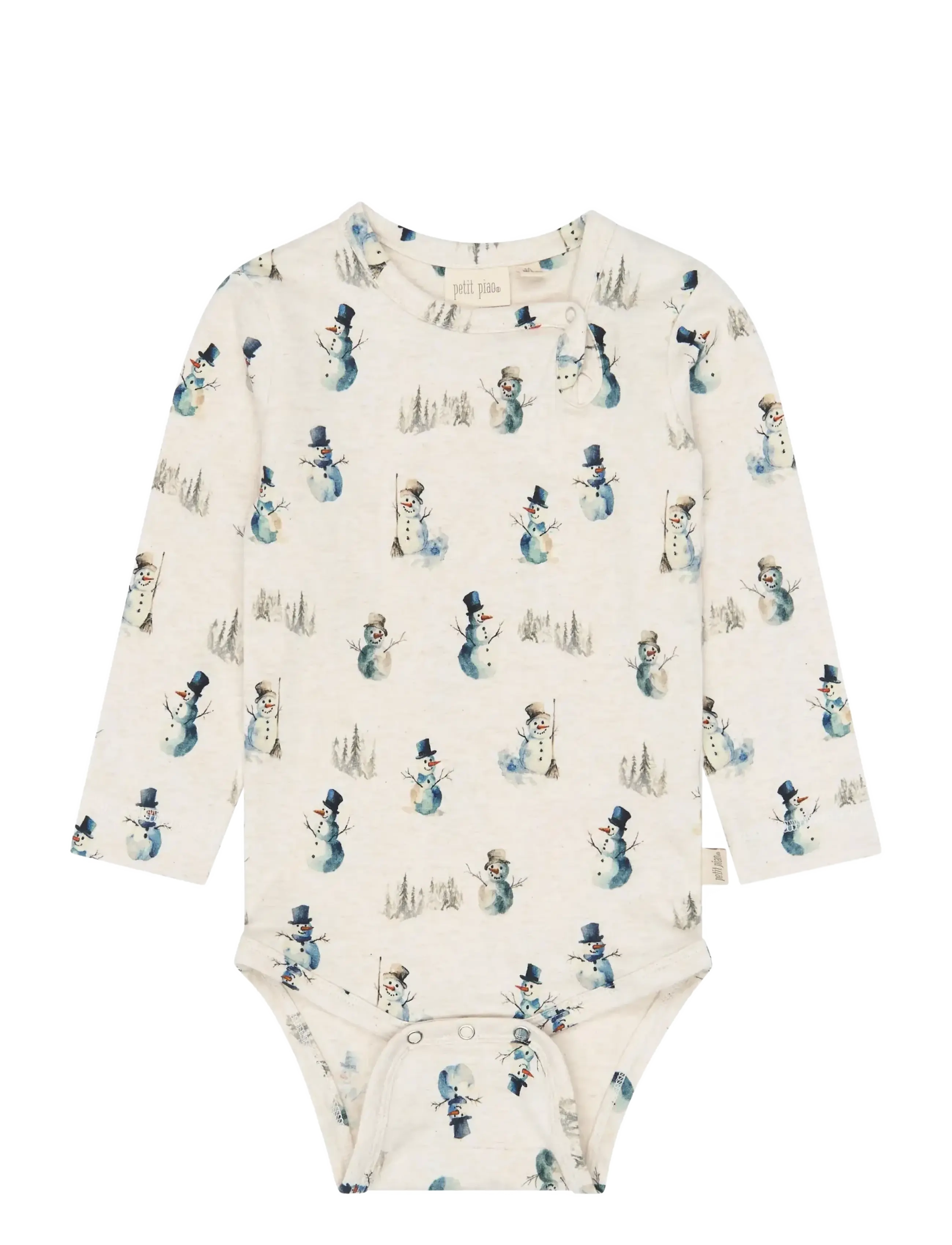 Petit Piao PPBlizz L_S Body - Kleidung - EGGNOG MELANGE SNOWMAN AOP / cream