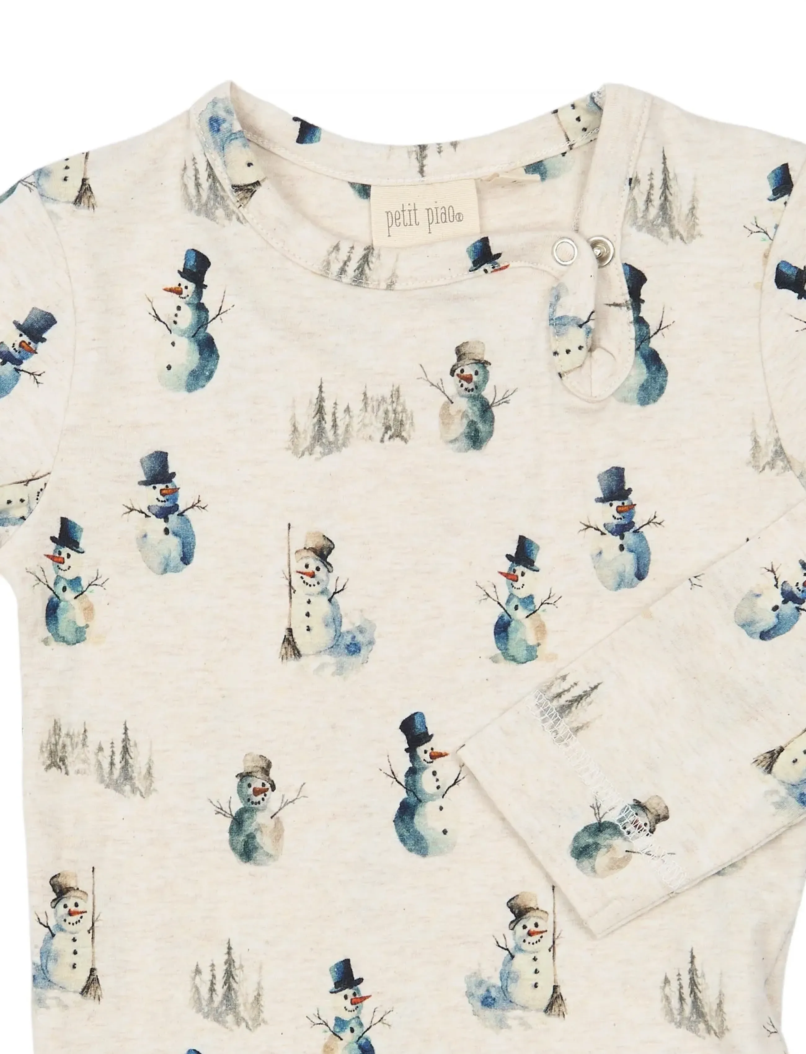 Petit Piao - PPBlizz L_S Body - eggnog melange snowman aop - 2