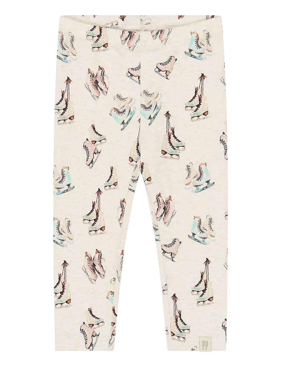 Petit Piao - PPBlizz Leggings - leggings - eggnog melange snowman aop - 0