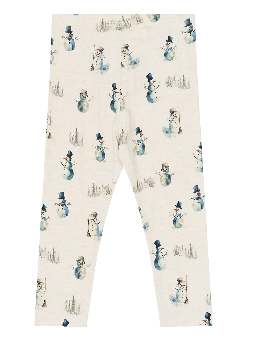 Petit Piao - PPBlizz Leggings - leggings - eggnog melange snowman aop - 1