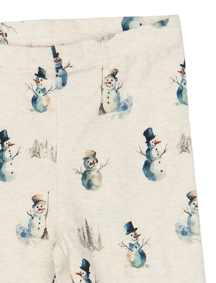 Petit Piao - PPBlizz Leggings - leggings - eggnog melange snowman aop - 2