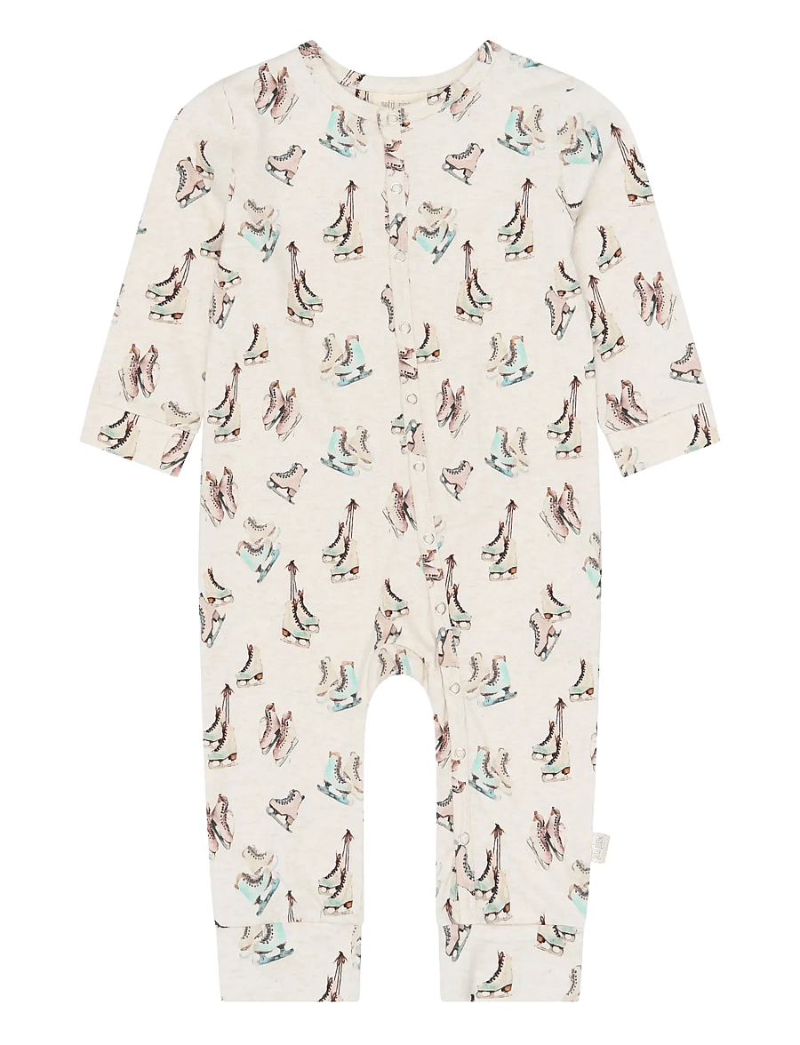 Petit Piao - PPBlizz L_S Jumpsuit - jumpsuits - eggnog melange ice skate aop - 0