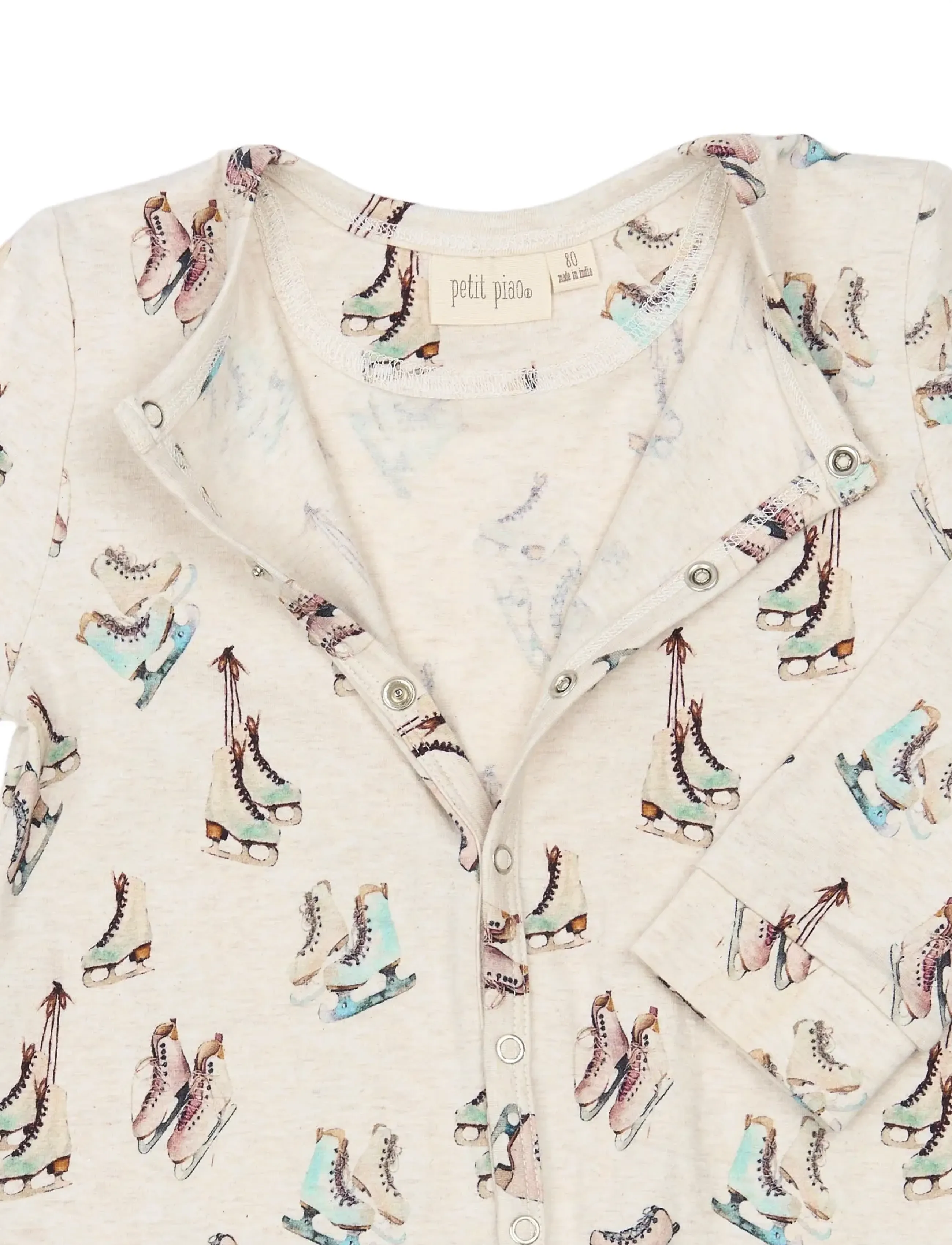 Petit Piao - PPBlizz L_S Jumpsuit - jumpsuits - eggnog melange ice skate aop - 2