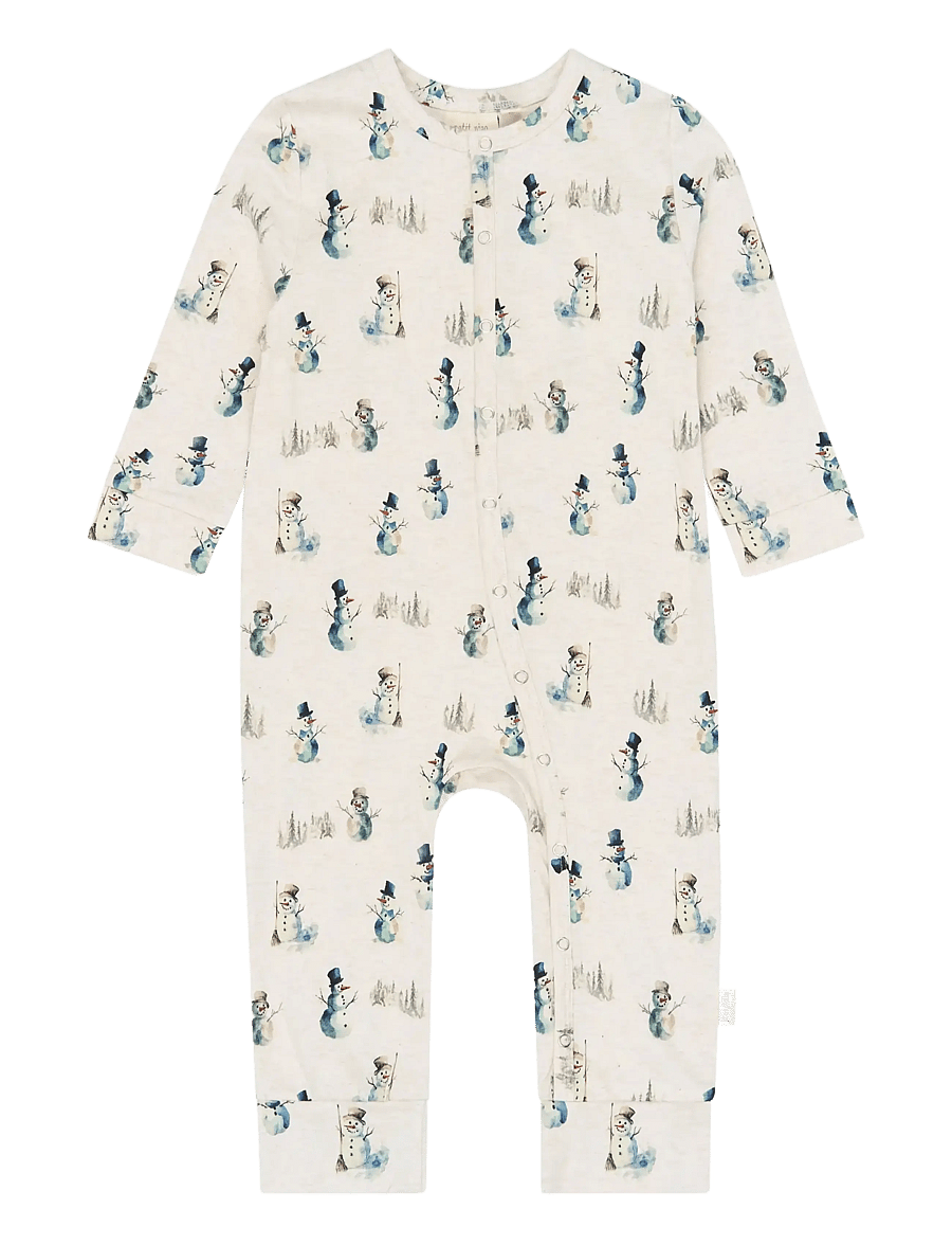 Petit Piao - PPBlizz L_S Jumpsuit - jumpsuits - eggnog melange snowman aop - 0
