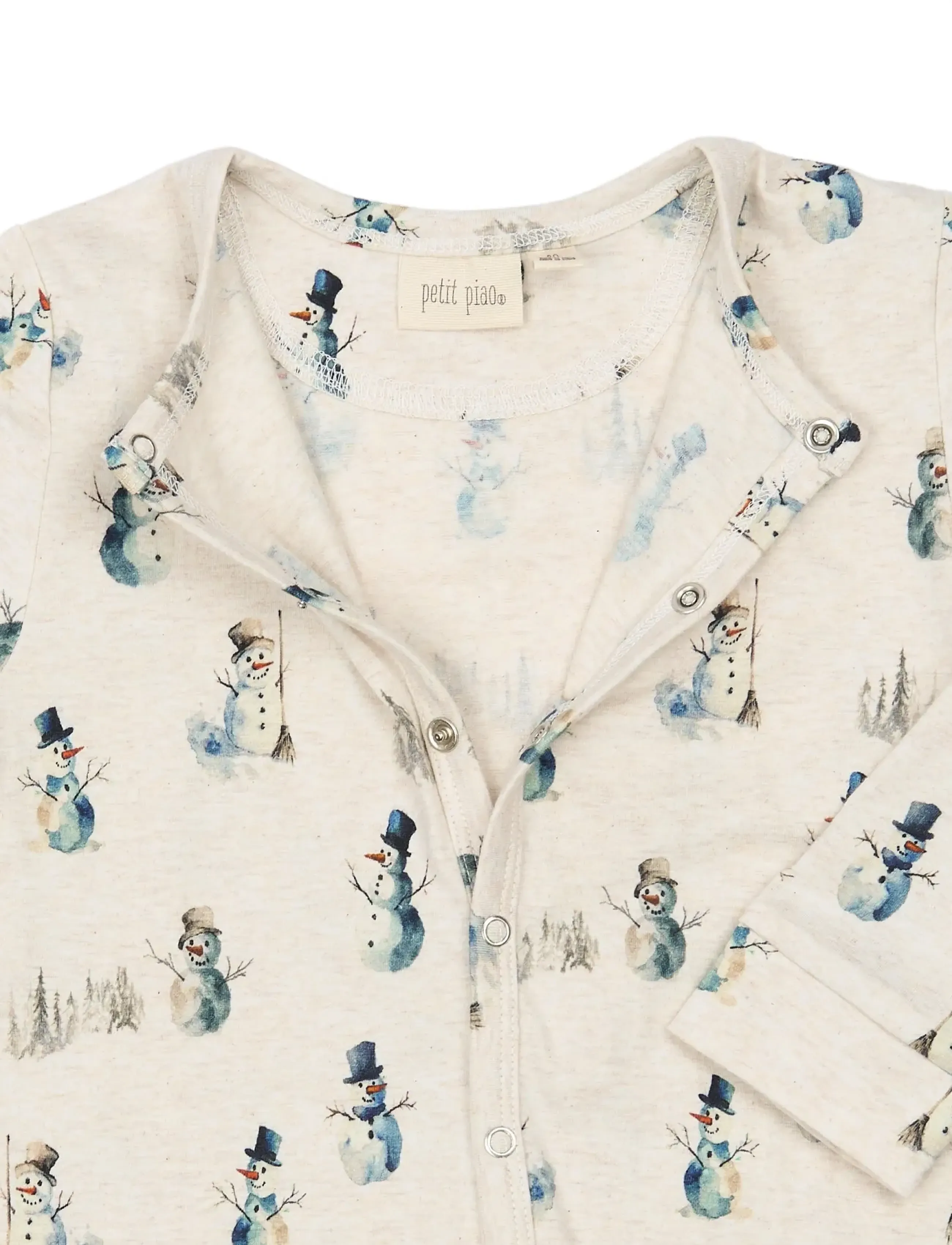 Petit Piao - PPBlizz L_S Jumpsuit - jumpsuits - eggnog melange snowman aop - 2