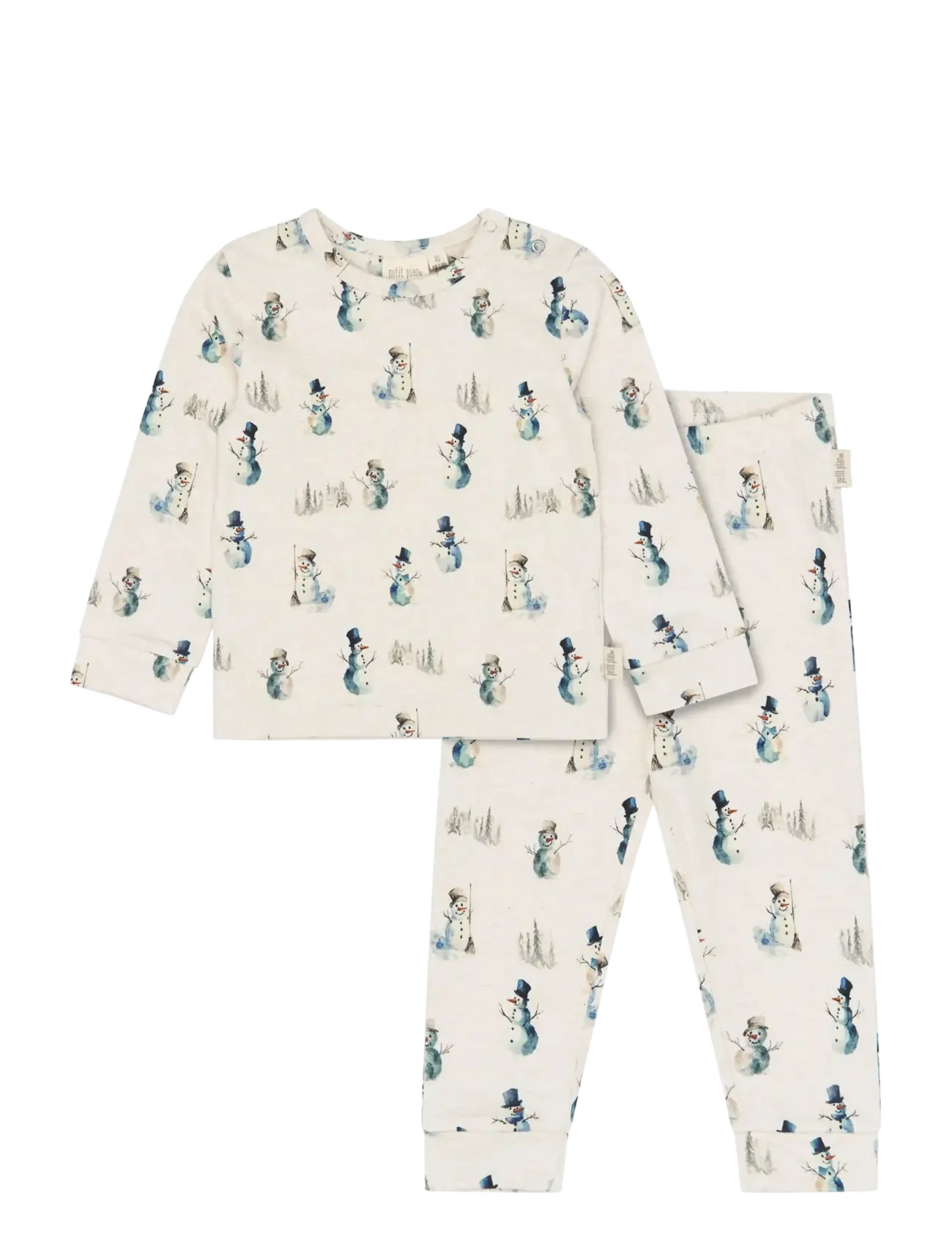 Petit Piao PPBlizz Night Set - Petit Piao - EGGNOG MELANGE SNOWMAN AOP / cream