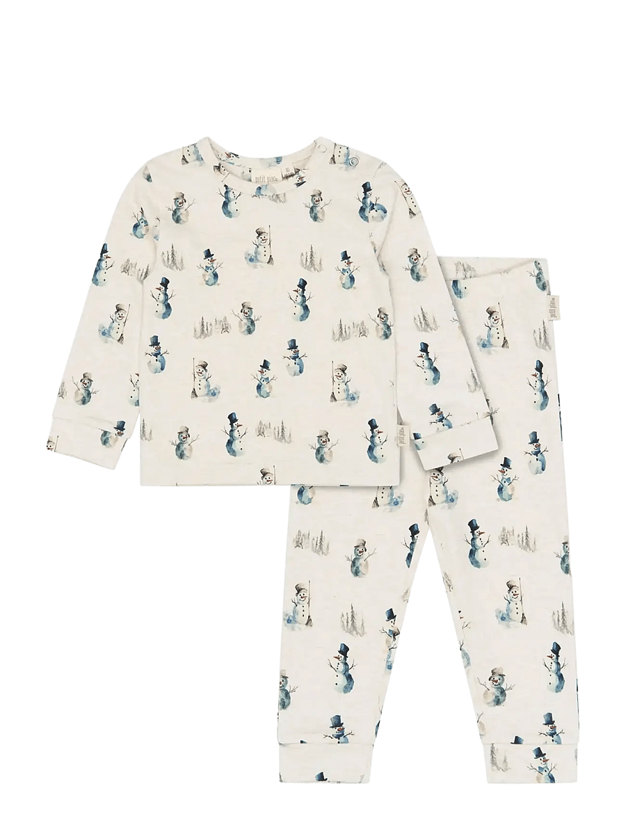 Petit Piao - PPBlizz Night Set - pyjama-sets - eggnog melange snowman aop - 0