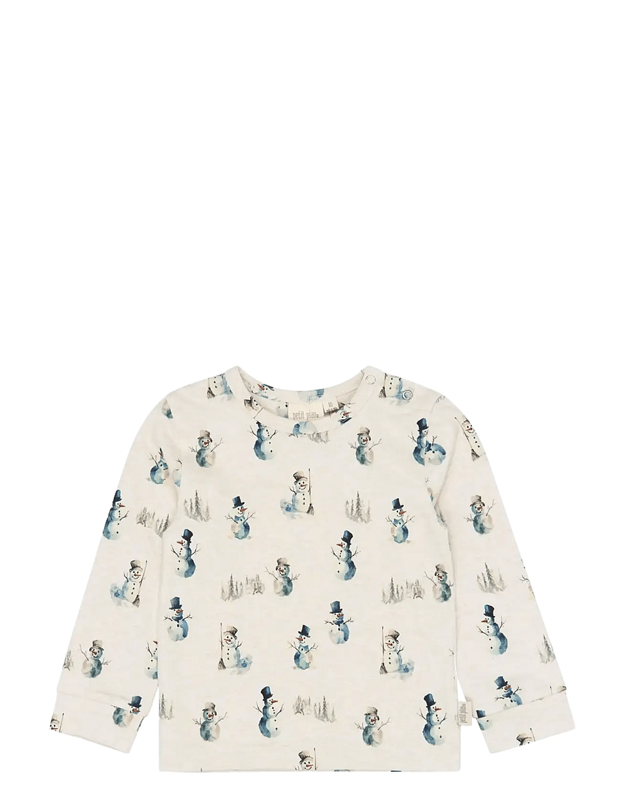 Petit Piao - PPBlizz Night Set - pyjama-sets - eggnog melange snowman aop - 1