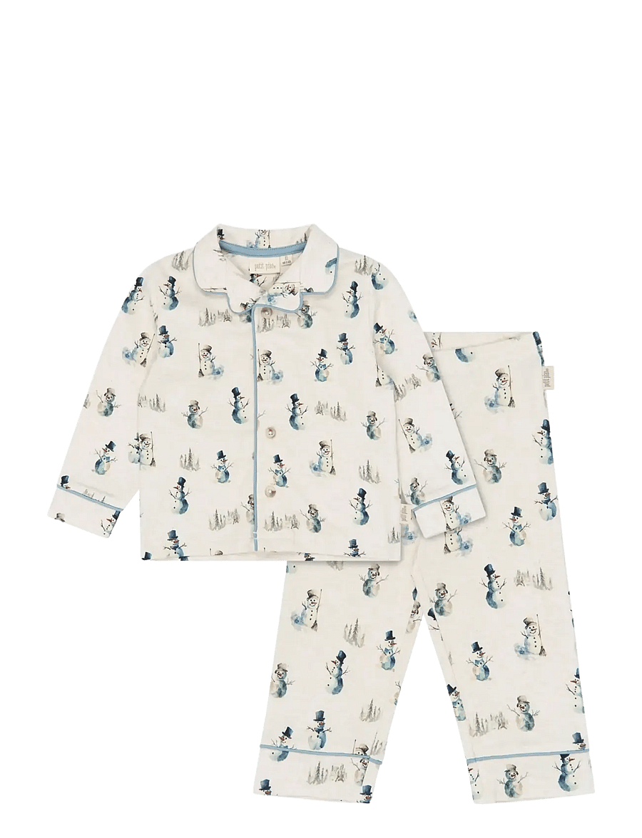 Petit Piao - PPBlizz Boys Pyjamas Set - pyjama-sets - eggnog melange snowman aop - 0