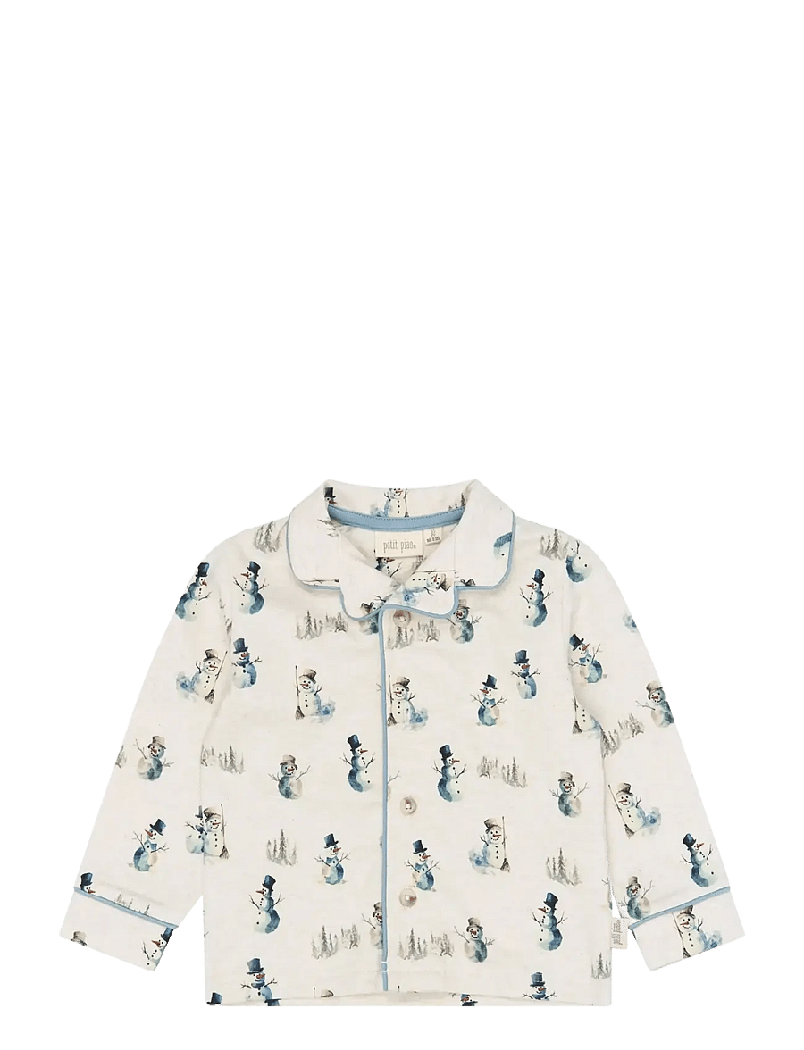 Petit Piao - PPBlizz Boys Pyjamas Set - pyjama-sets - eggnog melange snowman aop - 1