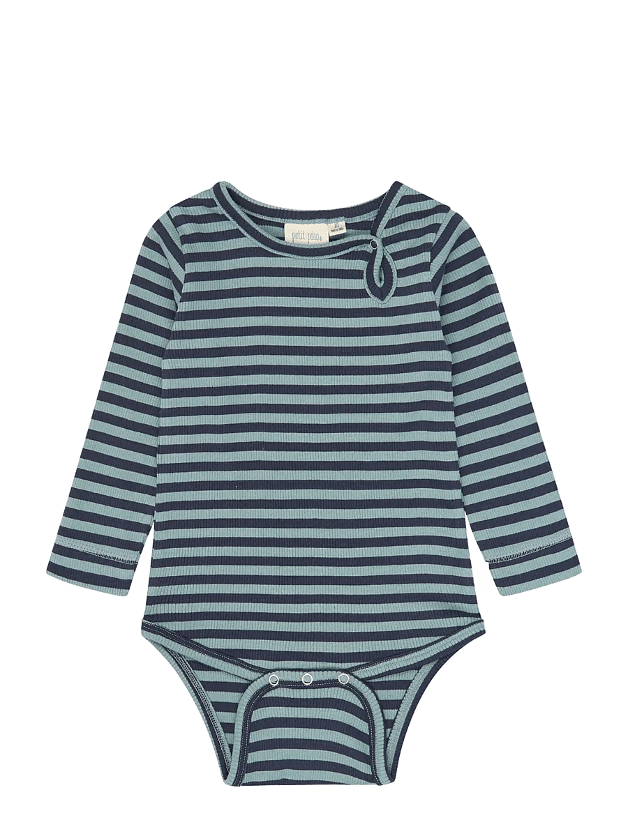 Petit Piao - PPAir L_S Body - långärmade bodies - lead striped - 0