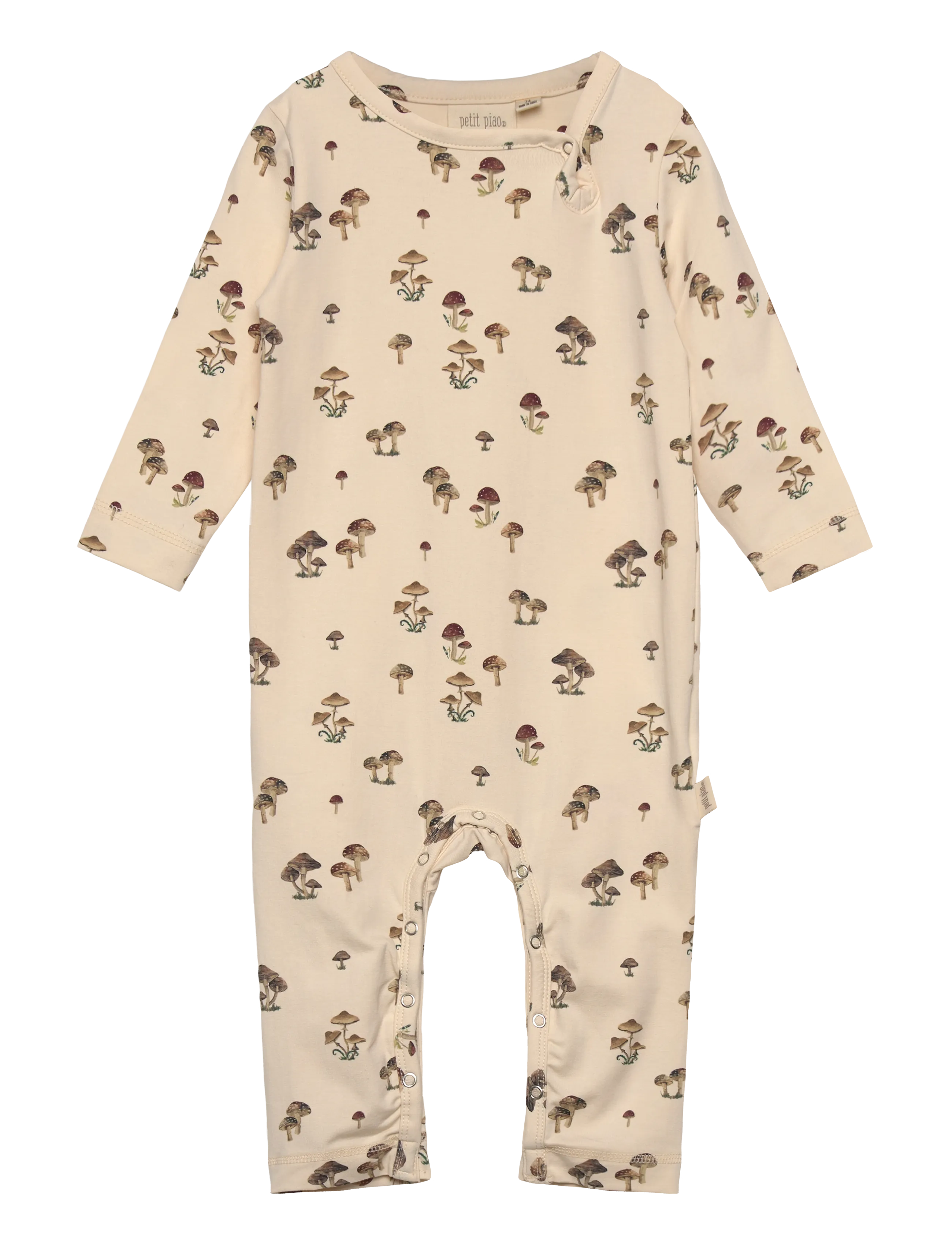 Petit Piao Jumpsuit L/S Printed, Bedruckter Langarm Jumpsuit, Creme, Gr.74