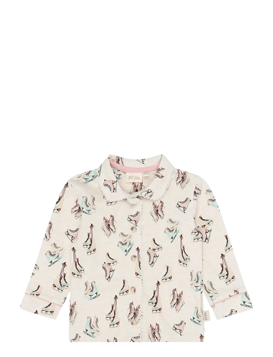 Petit Piao - PPBlizz Girls Pyjamas Set - pyjama-sets - eggnog melange ice skate aop - 0