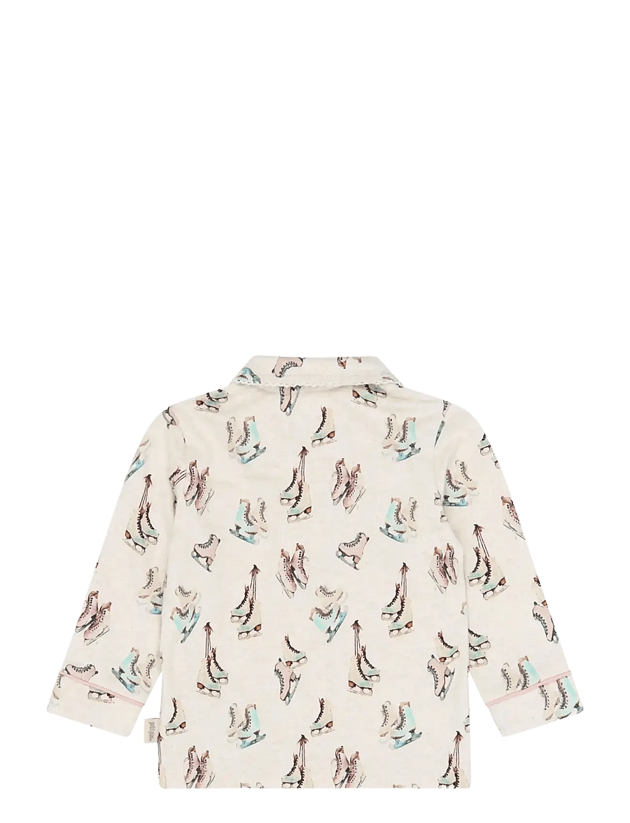 Petit Piao - PPBlizz Girls Pyjamas Set - pyjama-sets - eggnog melange ice skate aop - 3