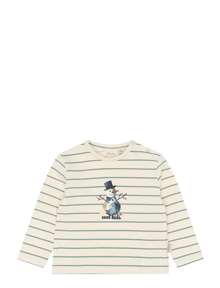 Petit Piao - PPGib OS L_S Tee - langärmelig - eggnog striped - 0
