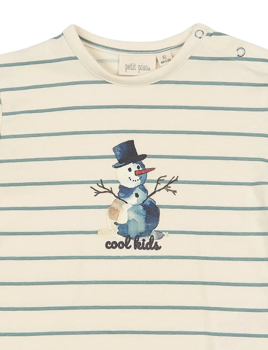 Petit Piao - PPGib OS L_S Tee - langärmelig - eggnog striped - 2