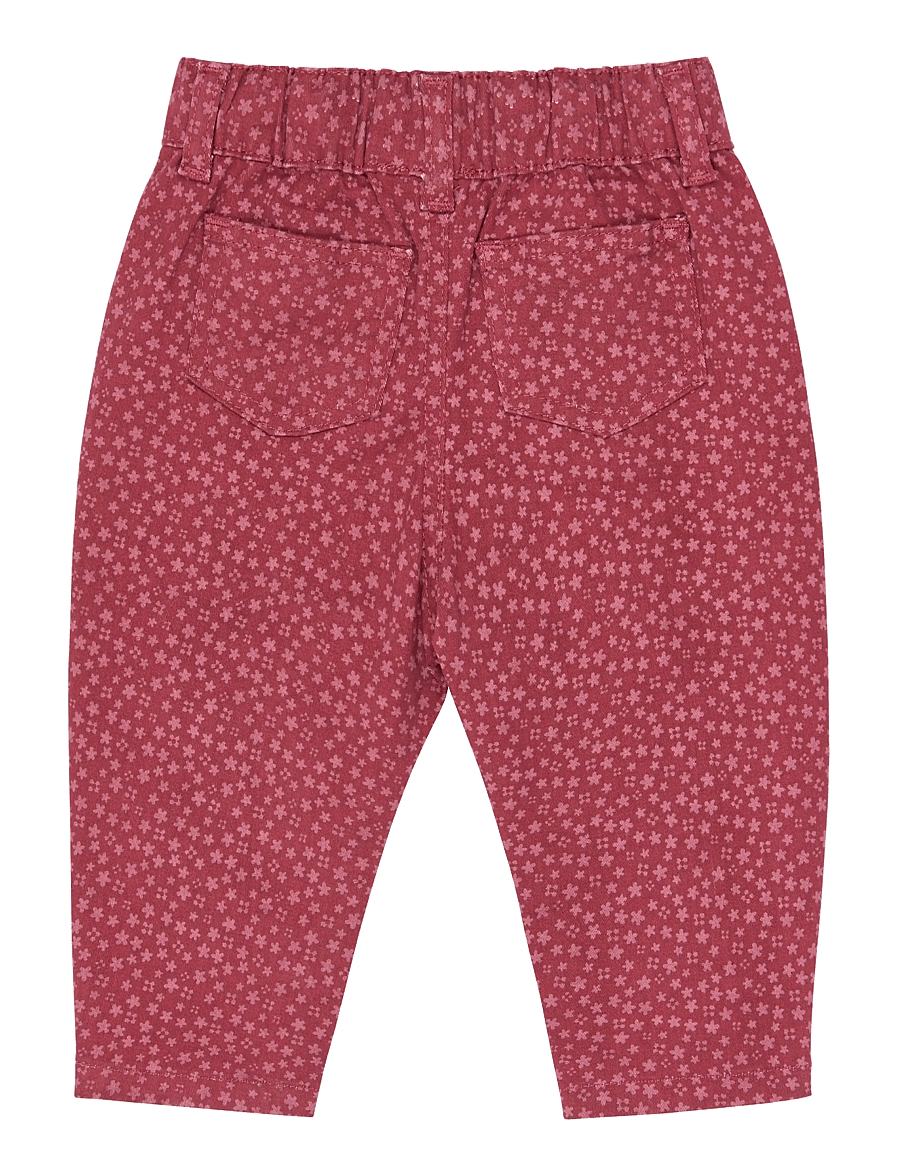 Petit Piao - PPGreta Denim Pants - deep claret flower aop - 1