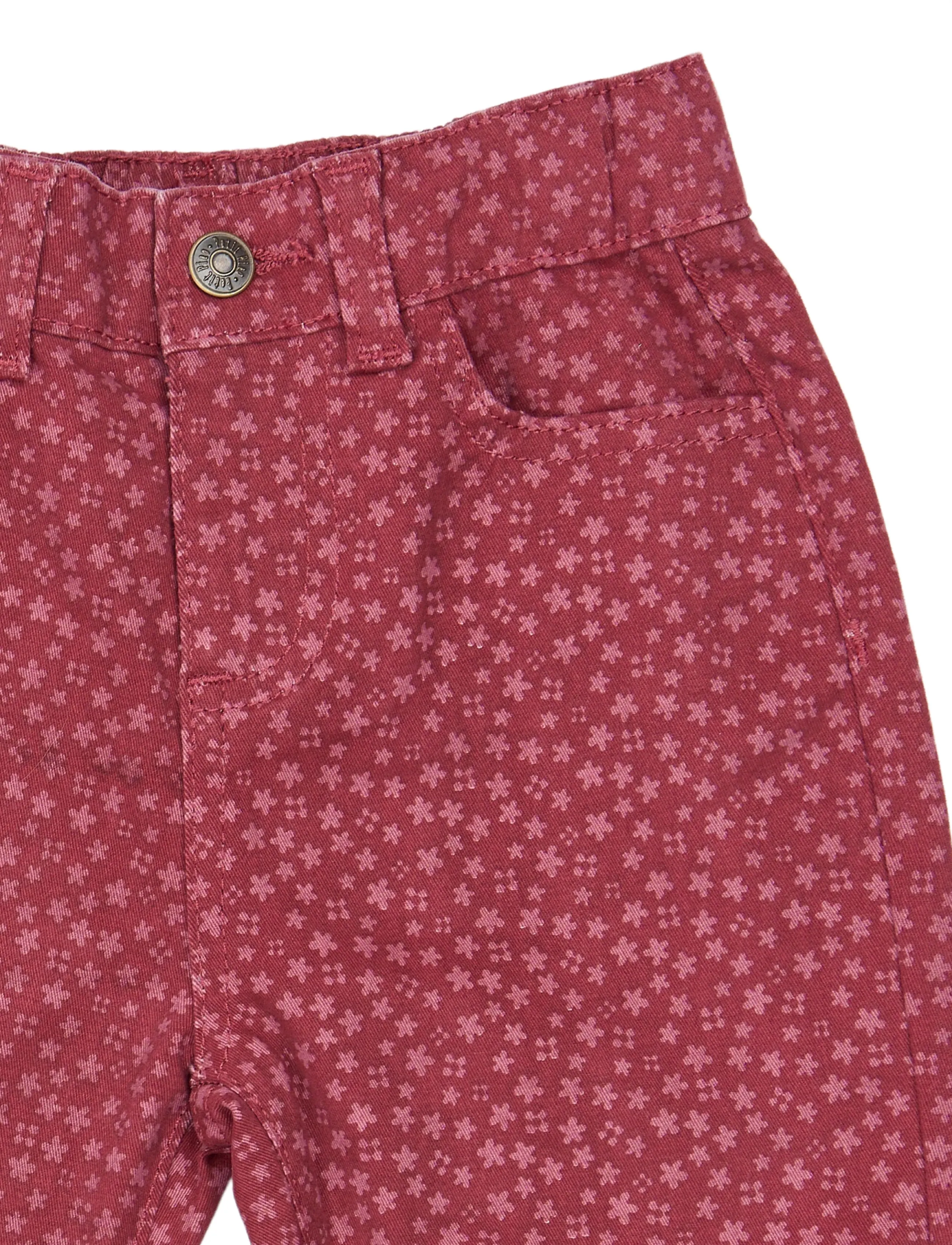 Petit Piao - PPGreta Denim Pants - deep claret flower aop - 2