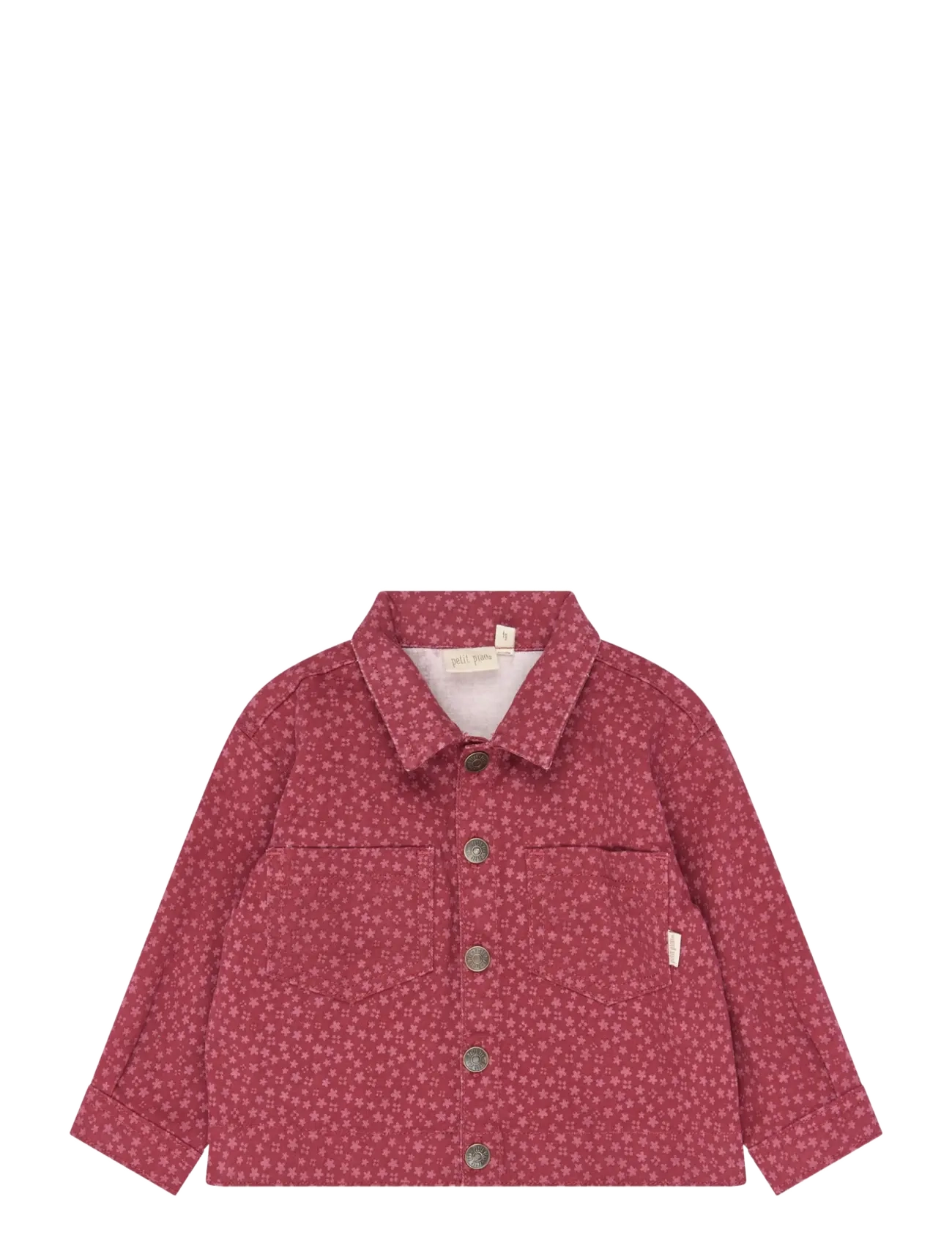 Petit Piao PPGreta Denim Jacket - Denim jackets - DEEP CLARET FLOWER AOP / burgundy