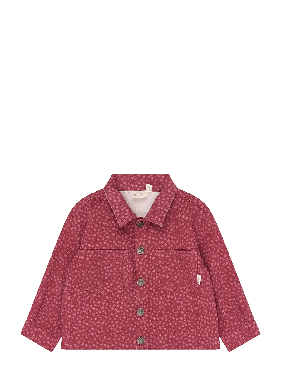 Petit Piao - PPGreta Denim Jacket - deep claret flower aop - 0