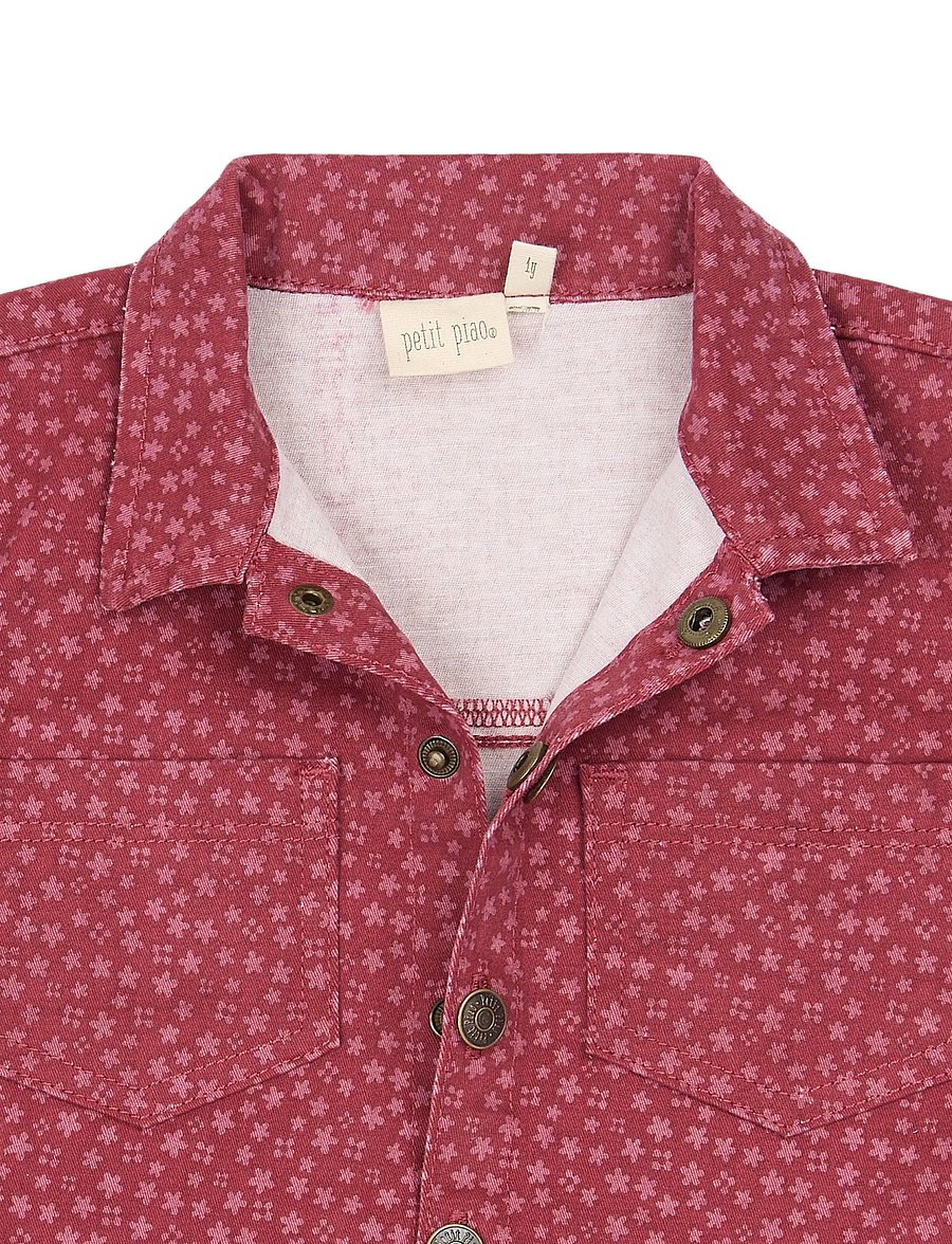 Petit Piao - PPGreta Denim Jacket - deep claret flower aop - 2