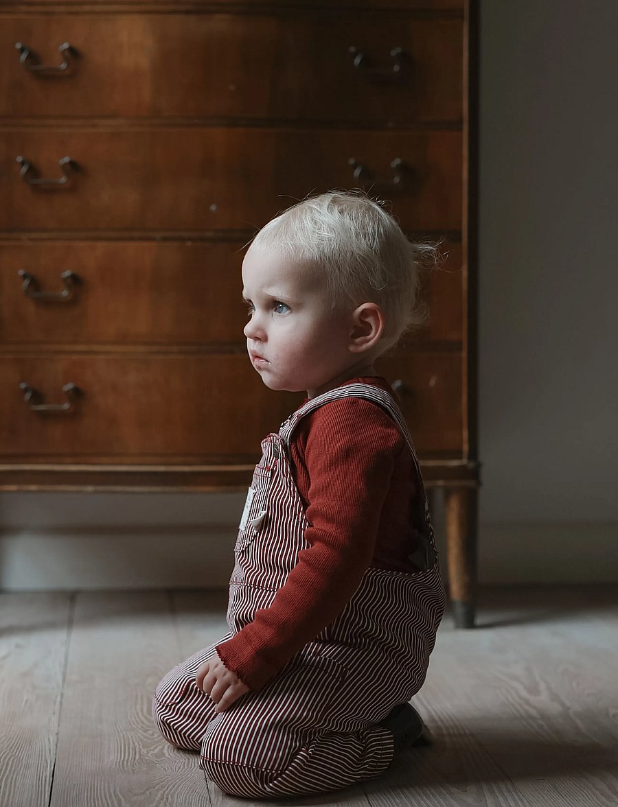 Petit Piao - PPGlory Denim Overalls - buksedragter - syrah striped - 4