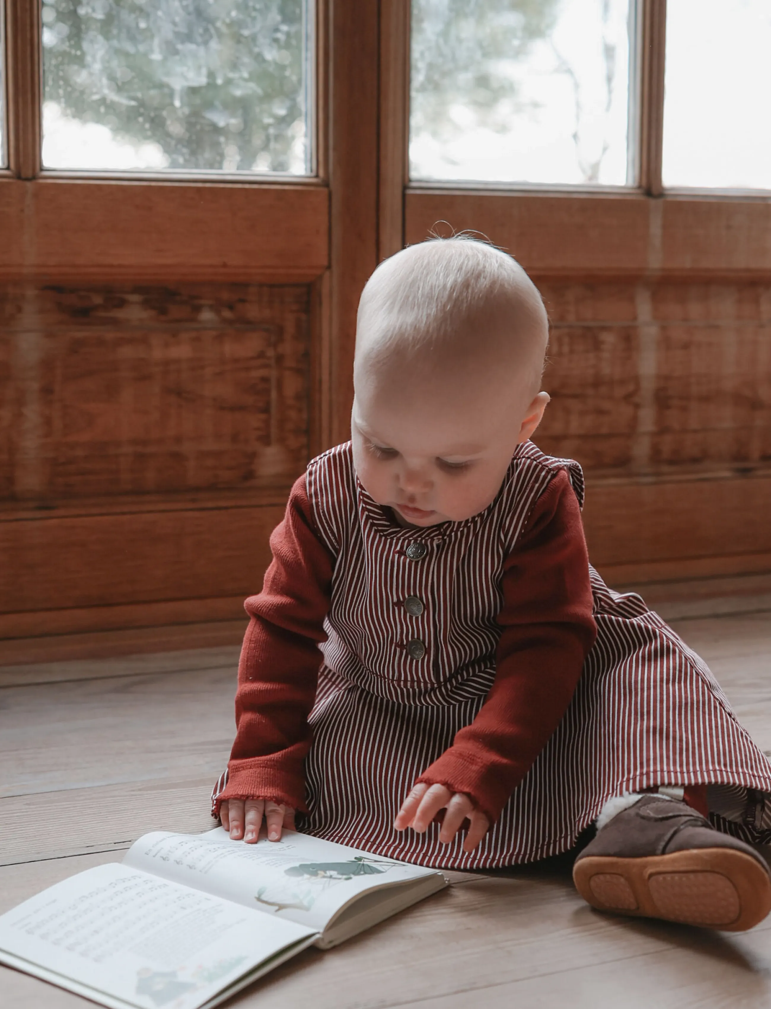 Petit Piao - PPGlory Denim S_L Dress - Ærmeløse babykjoler - syrah striped - 0