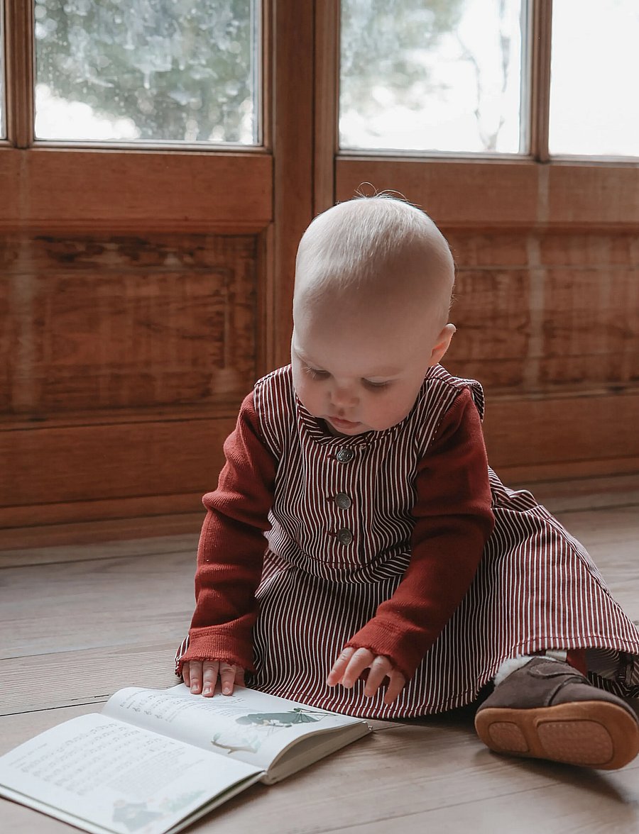 Petit Piao - PPGlory Denim S_L Dress - Ærmeløse babykjoler - syrah striped - 0