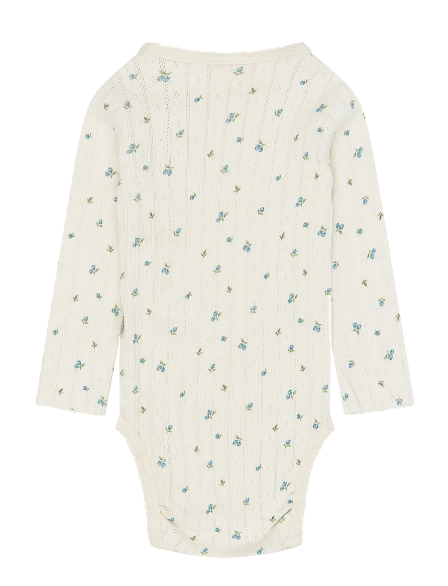 Petit Piao - PPGracie L_S Pointelle Body - långärmade bodies - eggnog blueberry aop - 1