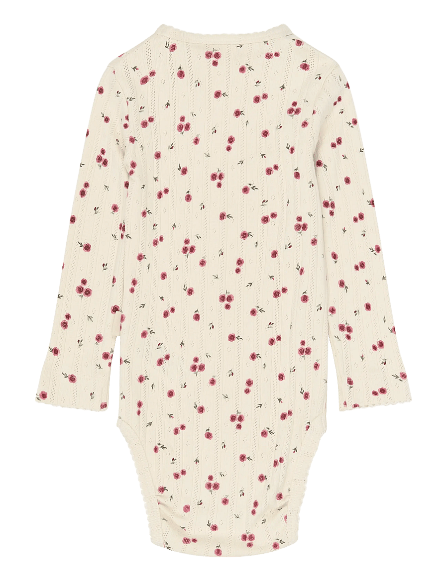 Petit Piao - PPGracie L_S Pointelle Body - langärmelige bodys - eggnog rosehip aop - 1